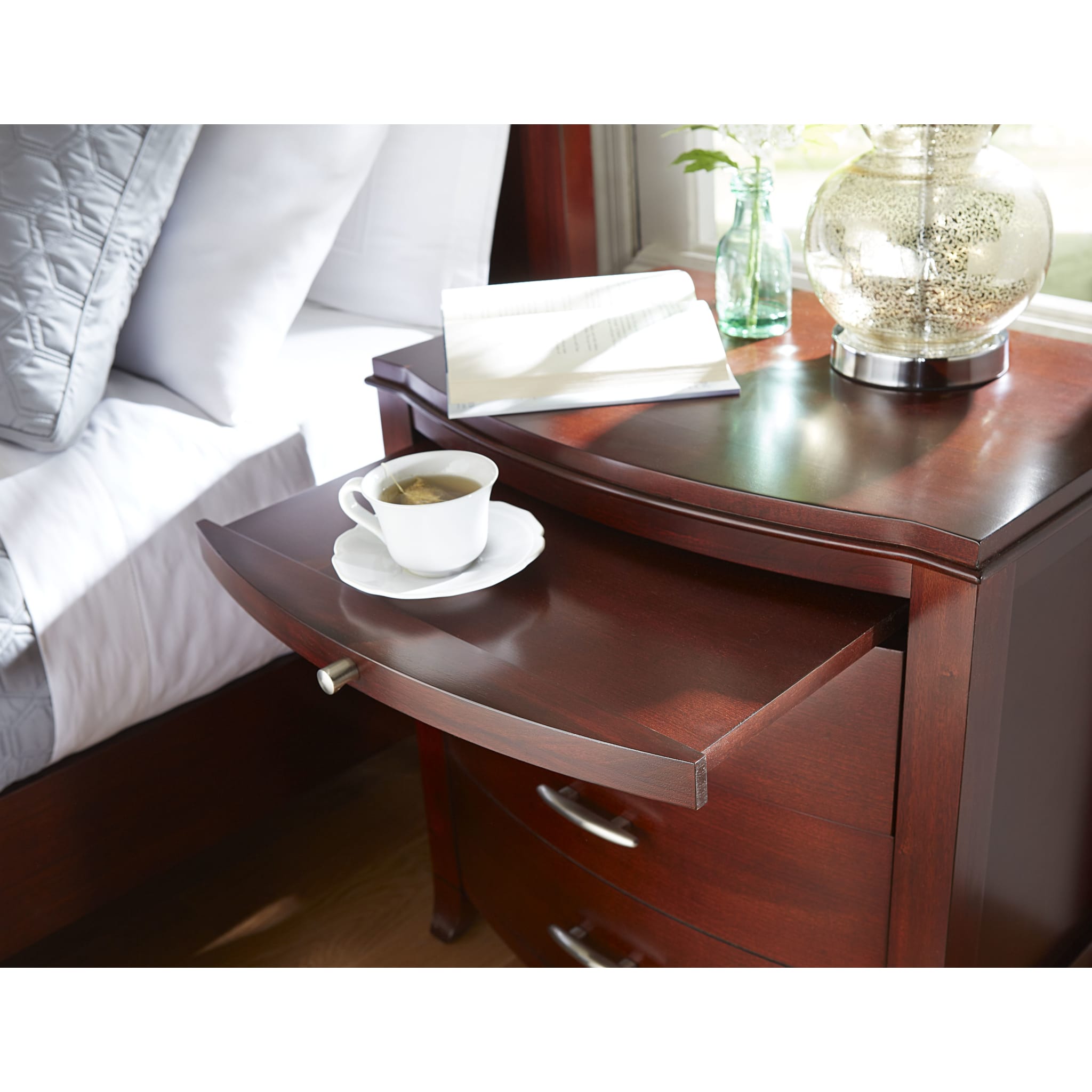 Brighton Wireless Charging Station Nightstand with USB Ports - Modern Bedside Table with Built-in Charger for iPhone, Android, and Smart Devices - Perfect for Bedrooms, Living Rooms, and Offices