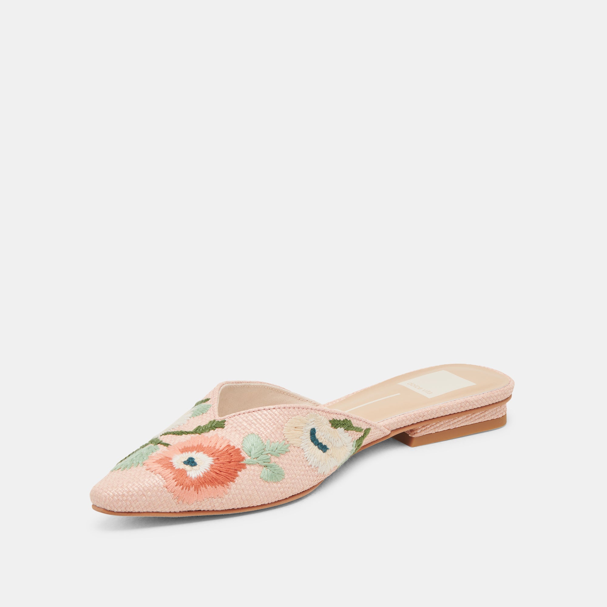 ELM FLATS PINK FLORAL RAFFIA Women's Summer Sandals - Comfortable Beach Shoes for Vacation, Wedding, and Outdoor Activities