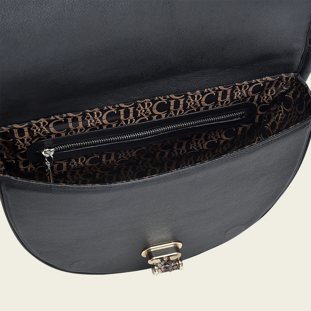 BOD1BPH Cuadra Black Python Leather Handbag for Women - Elegant Evening Clutch, Perfect for Parties & Special Occasions