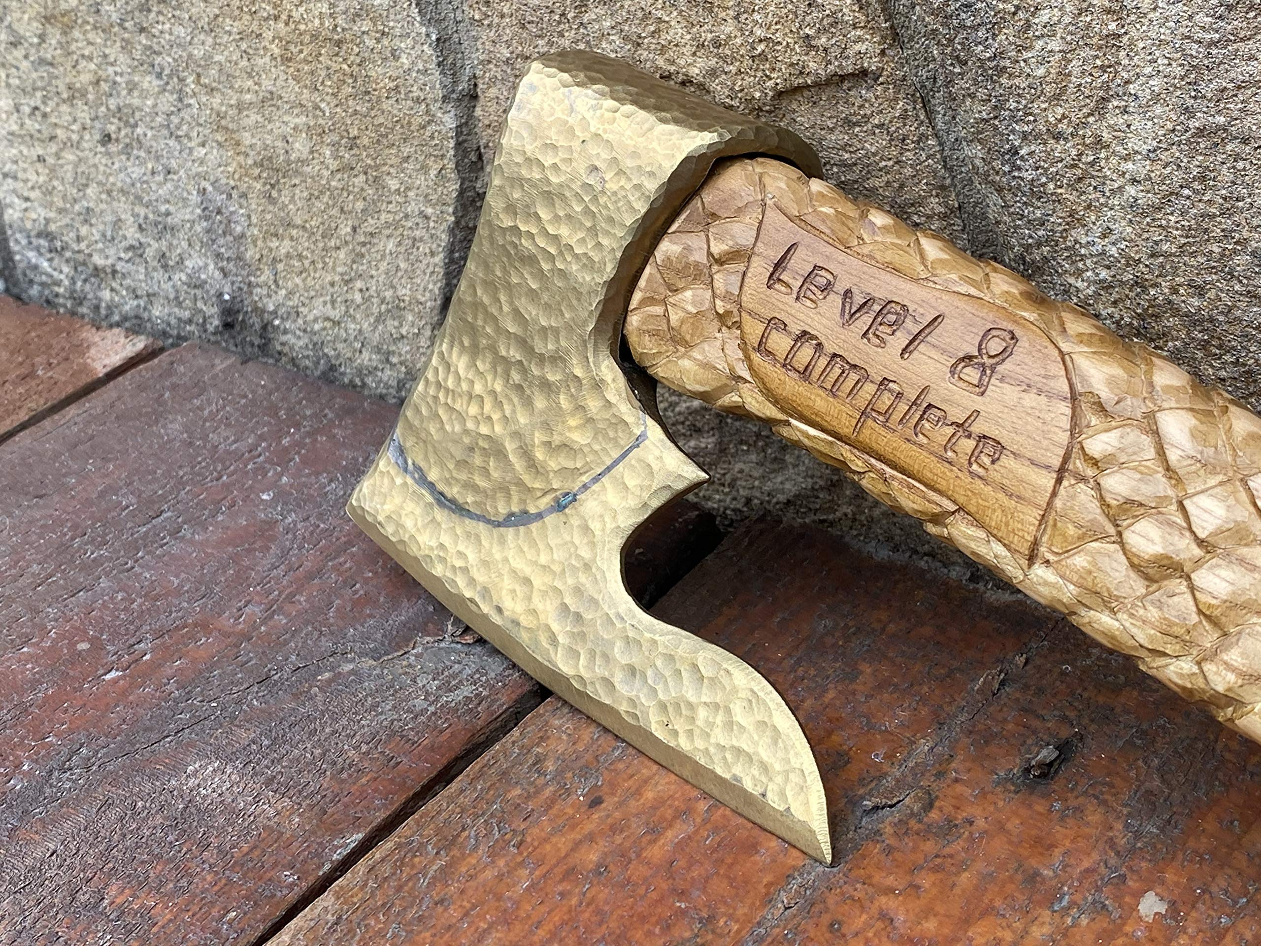 Handcrafted Bronze Axe - Unique 8th & 19th Anniversary Gift for Men - Dragon Engraved Collectible - Perfect for Medieval Enthusiasts & Home Decor