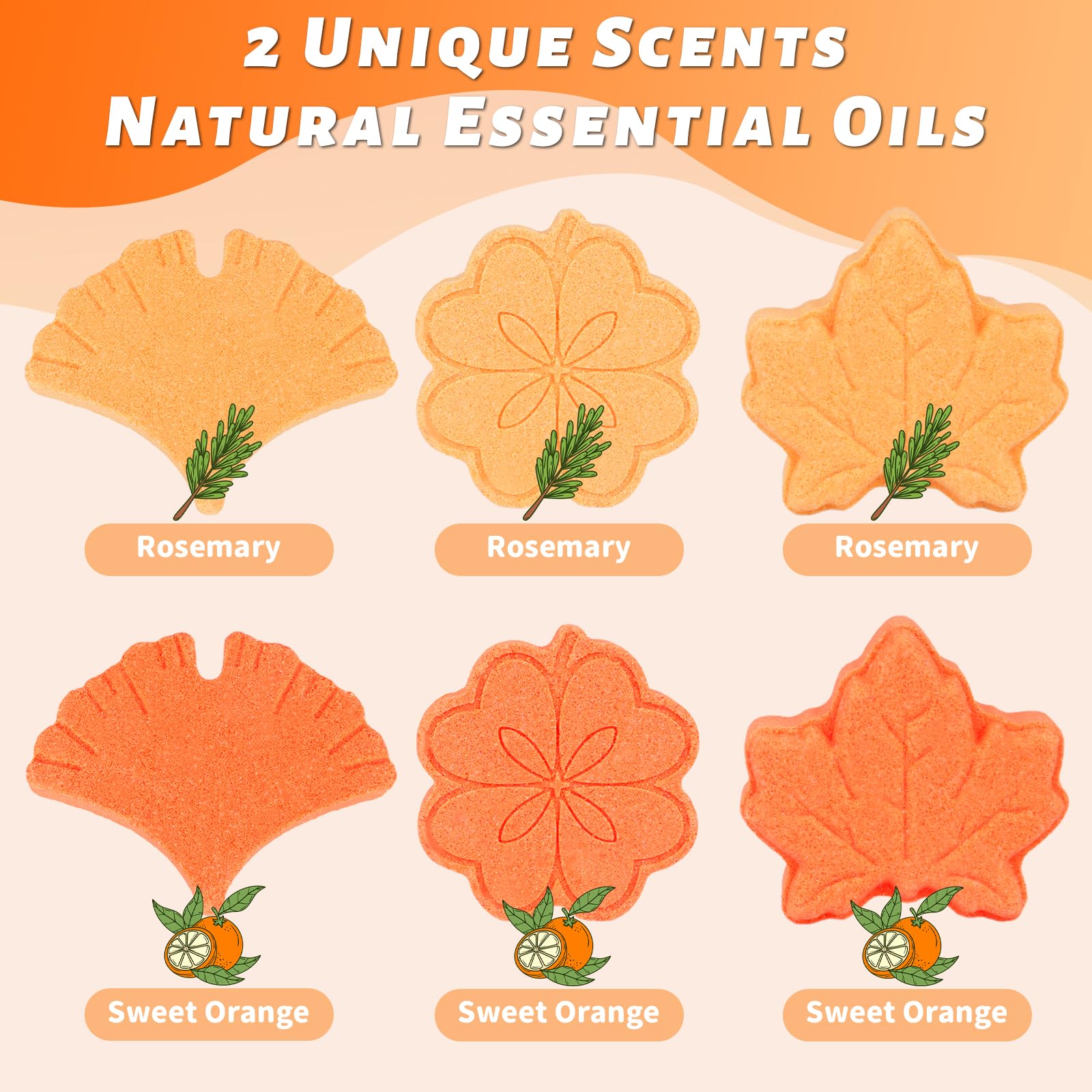 6PCS Aromatherapy Shower Steamers with Lemongrass & Sweet Orange Essential Oils - Relaxing Stress Relief Shower Bombs for Women, Moms & Girls - Perfect Birthday & Self Care Gifts for Spa-Like Experience at Home