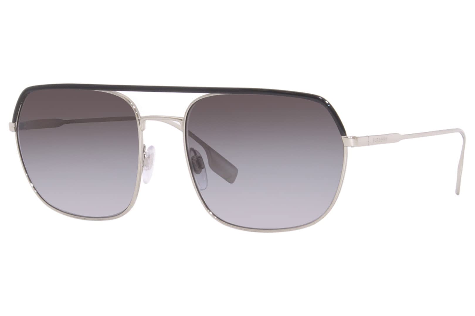 BURBERRY BE 3117 10058G Holborn Silver/Black Grey Gradient Sunglasses - Luxury Polarized UV Protection for Women & Men | Perfect for Driving, Beach & Outdoor Activities