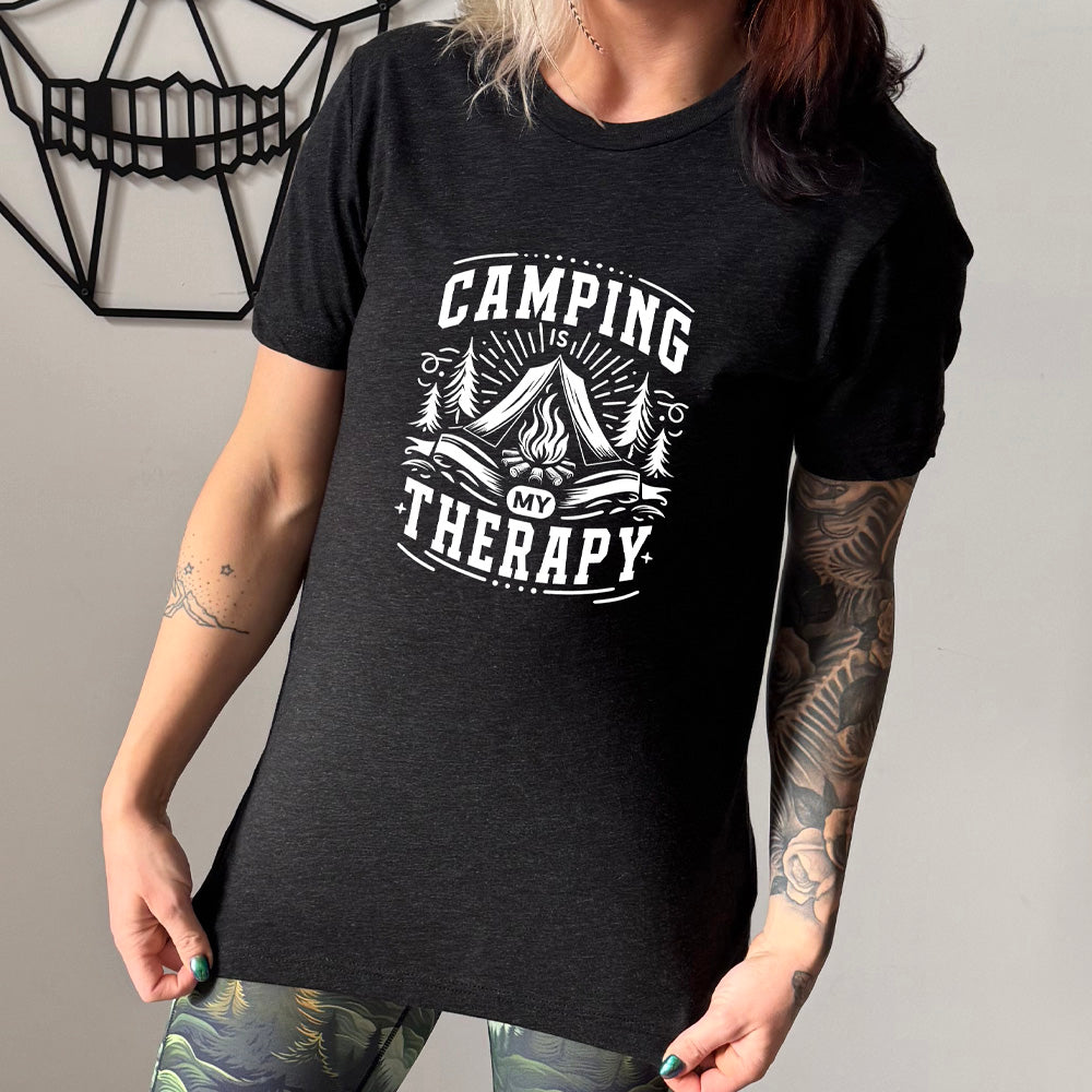 Unisex Camping Is My Therapy T-Shirt - Comfortable & Stylish for Outdoor Adventures, Hiking, and Relaxation