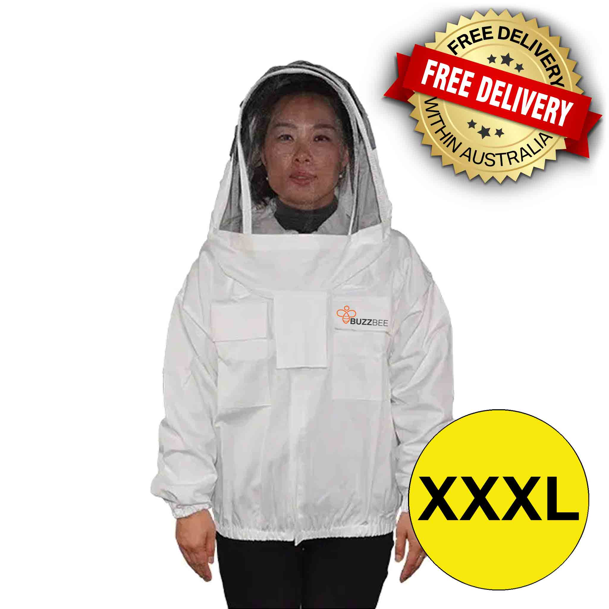 Buzzbee Hooded Beekeeping Jacket - Professional Beekeeper Suit with Veil, Durable & Breathable Beekeeping Gear for Hive Inspections & Honey Harvesting - Perfect for Apiary Work & Beekeeping Beginners