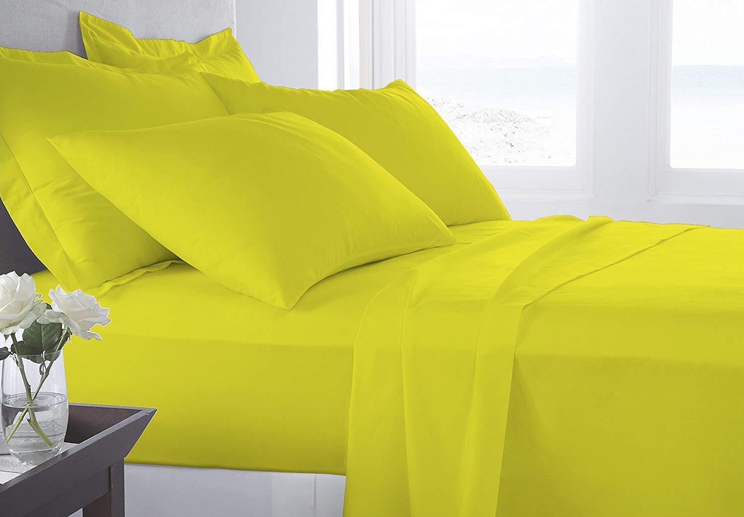 Premium 6-Piece Egyptian Cotton Bed Sheet Set - 1000 Thread Count (Flat Sheet, Fitted Sheet & 4 Pillowcases) - 16