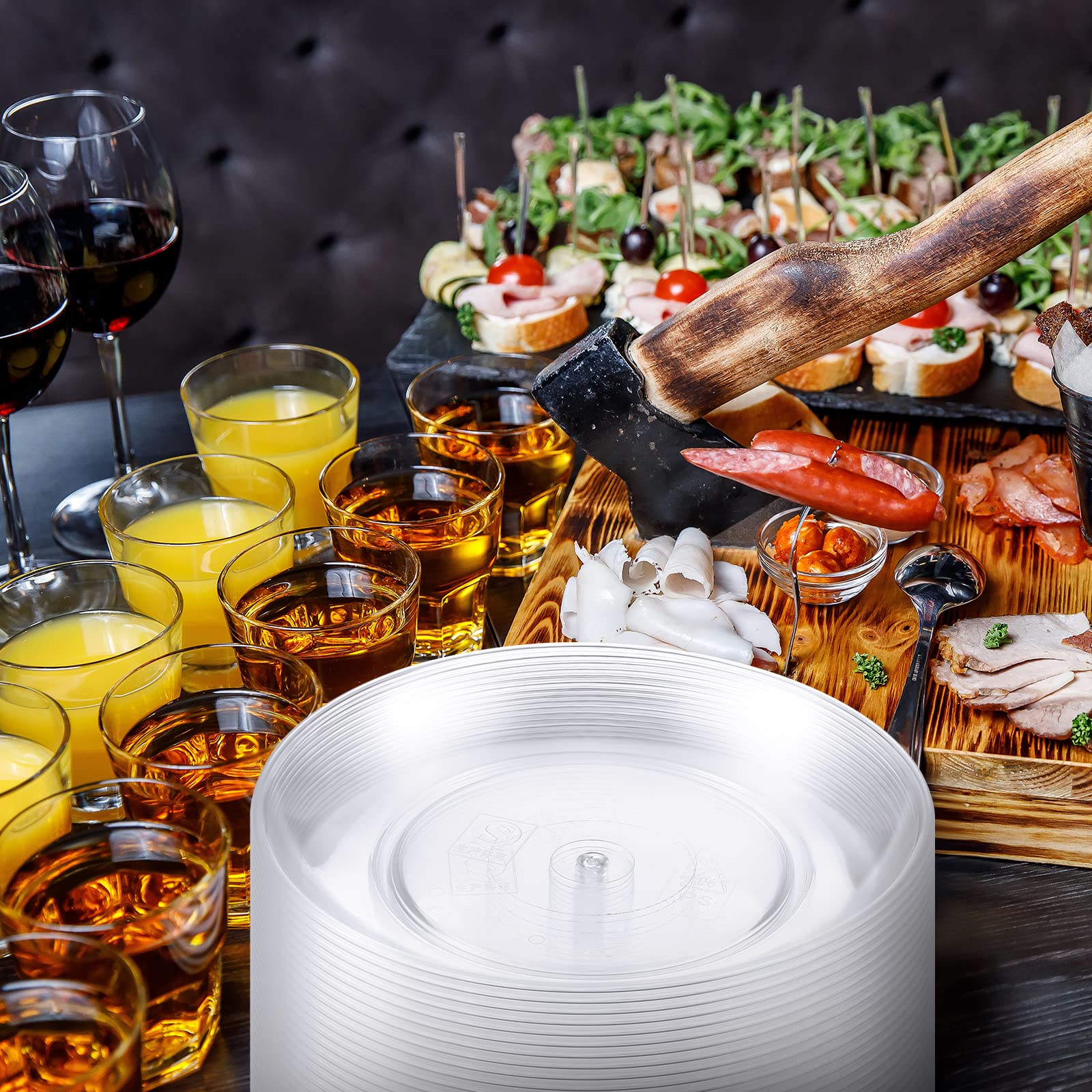 Zopeal 100-Pack 7.5 Inch Clear Disposable Plastic Plates - Elegant Crystal-Like Heavy Duty Dessert, Appetizer, Salad & Dinner Plates for Wedding, Party, Catering & Events - Perfect for Cocktail Receptions, Birthday Celebrations & Buffet Serving