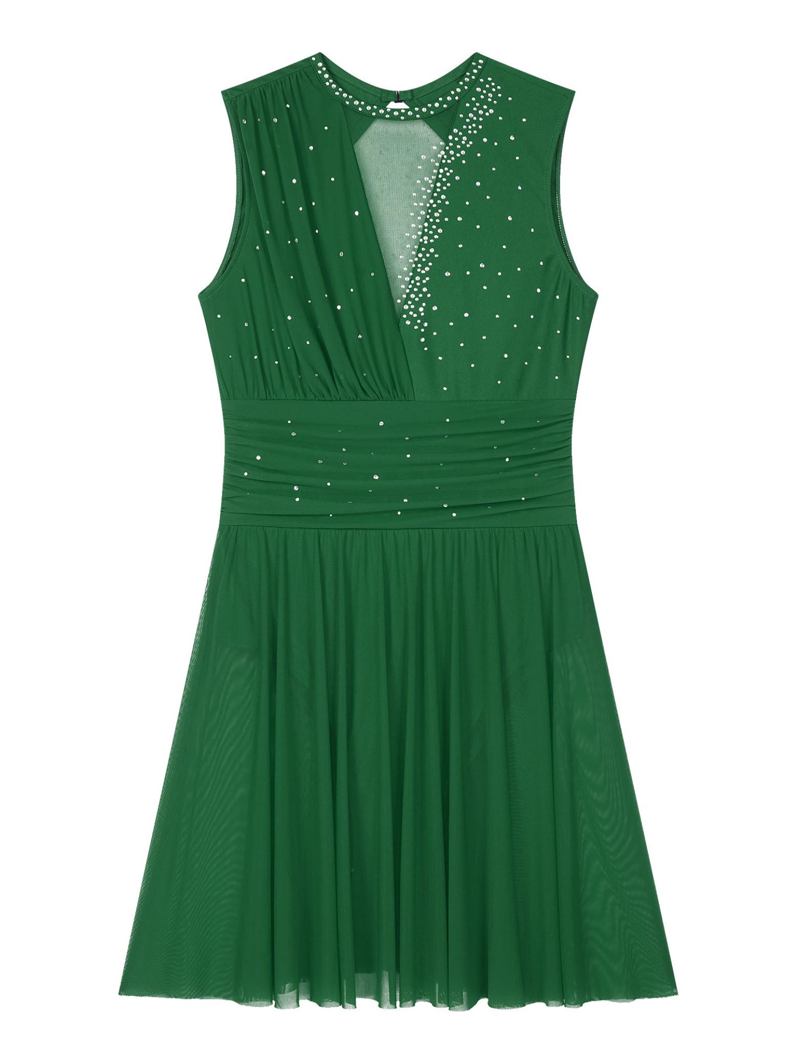 Elegant Lyrical Dance Dress for Women - Sparkling Rhinestone Figure Skating Dress, Sleeveless Ballet Dancewear - Perfect for Performances, Competitions & Recitals