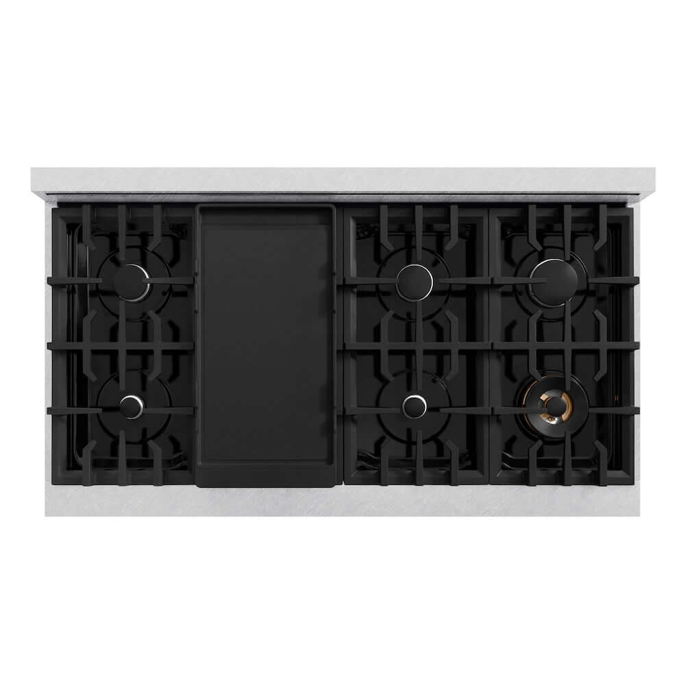 ZLINE 48-Inch 6.7 cu. ft. Dual Fuel Range with 8-Burner Gas Cooktop - Satin Stainless Steel & White Matte Doors (HDRS WM 48) - Perfect for Large Kitchens & Professional Cooking