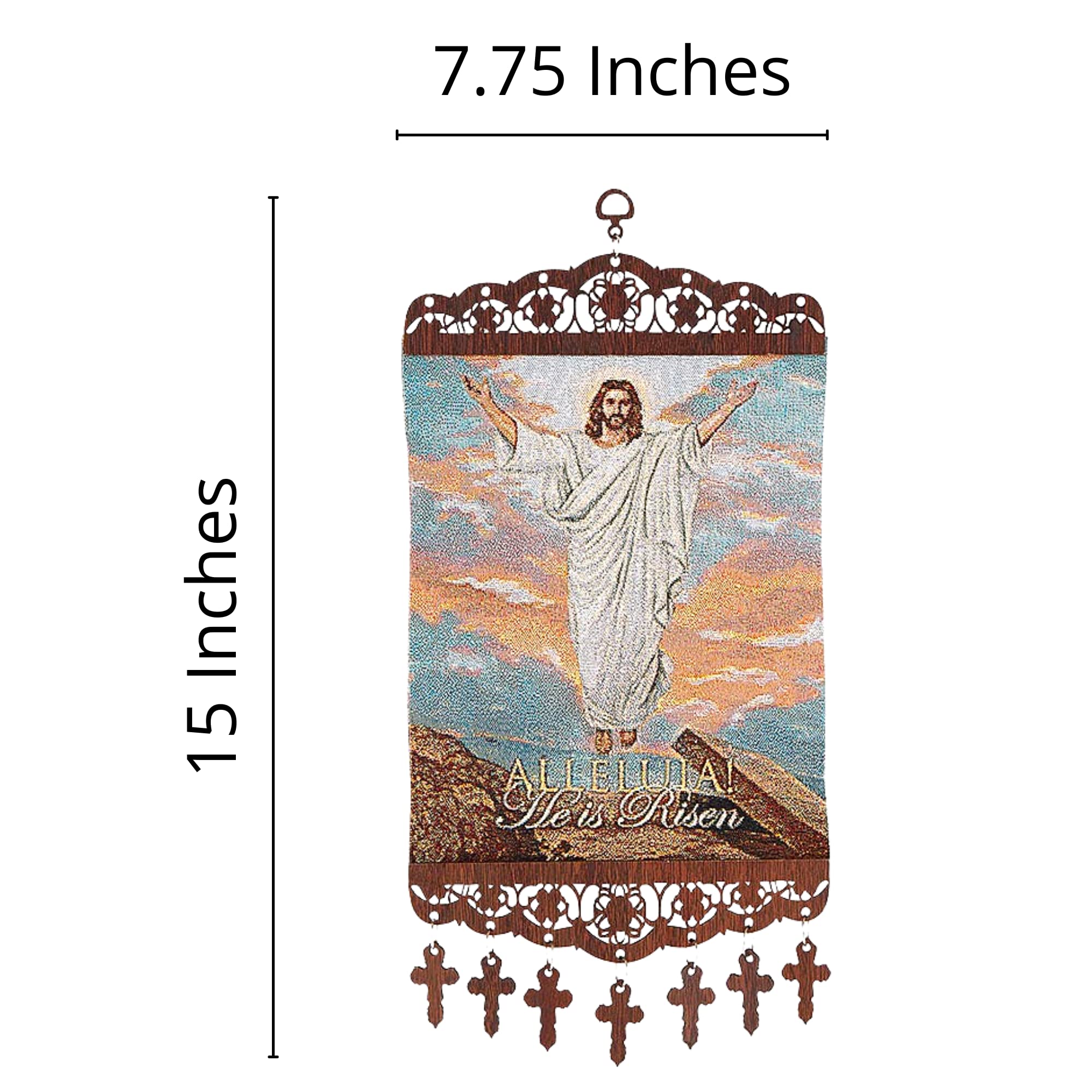 Needzo Alleluia! He is Risen Woven Tapestry Wall Hanging - Inspirational Christian Religious Home Decor, Faith-Based Devotional Gift for Catholic Men & Women (15 Inches) - Perfect for Easter Decorations, Church Altars & Spiritual Meditation Spaces