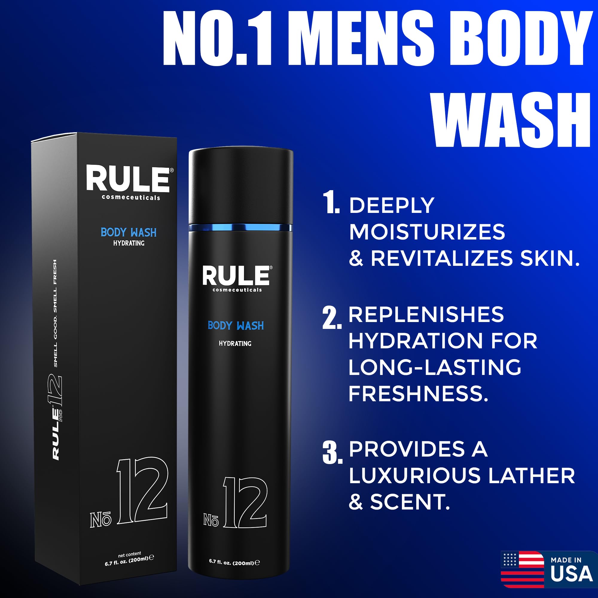 Rule No. 12 Men's Body Wash & Shower Gel with Shea Butter, Aloe Vera & Coconut Oil - Hydrating & Revitalizing Skin Cleanser (200mL) - Perfect for Daily Shower Routine & Post-Workout Refreshment