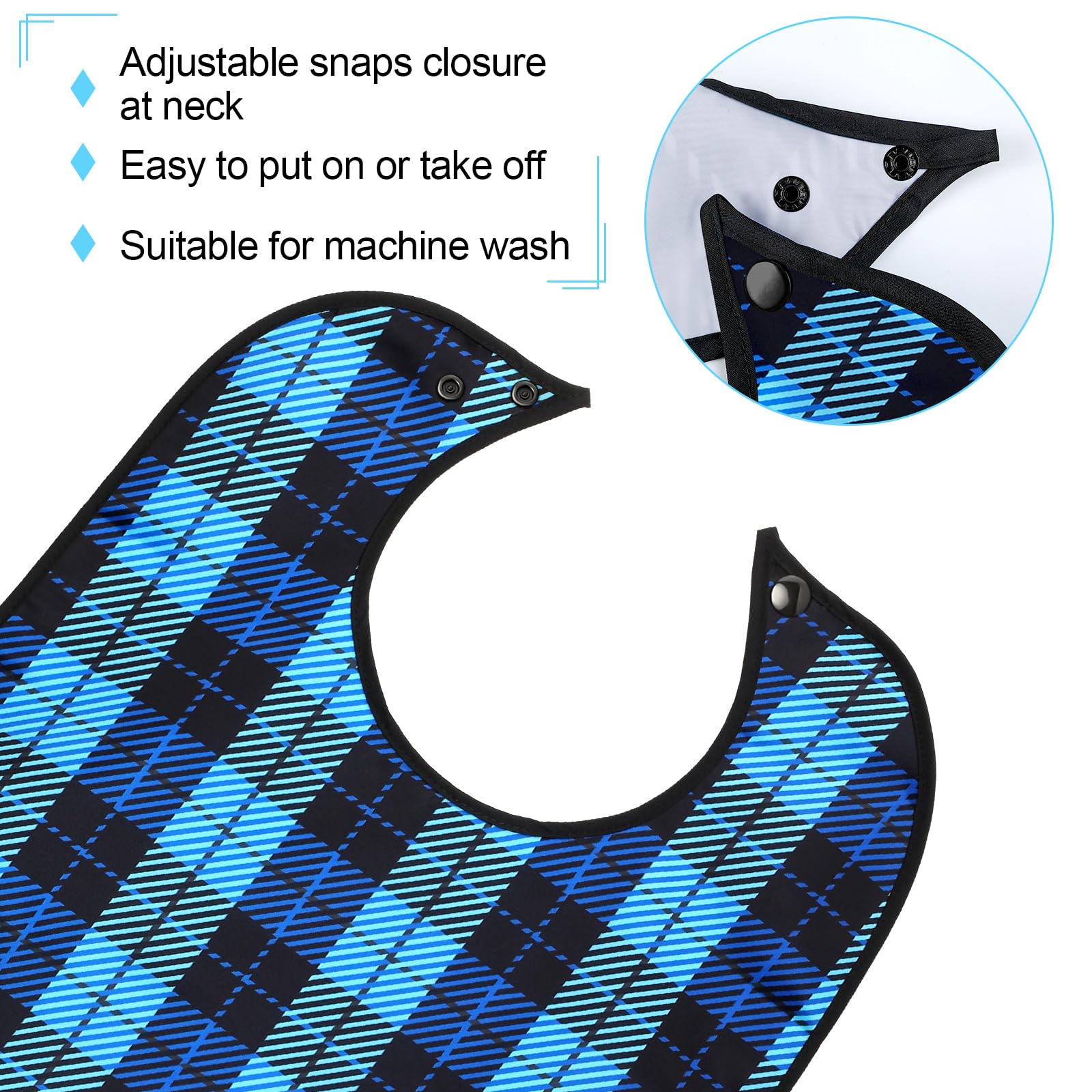 SATINIOR 6 Pack Adult Bibs for Men & Elderly - Waterproof, Washable, Crumb Catcher Eating Bibs - Ideal Clothing Protector for Dining, Nursing Homes, or as Thoughtful Father's Day Gifts