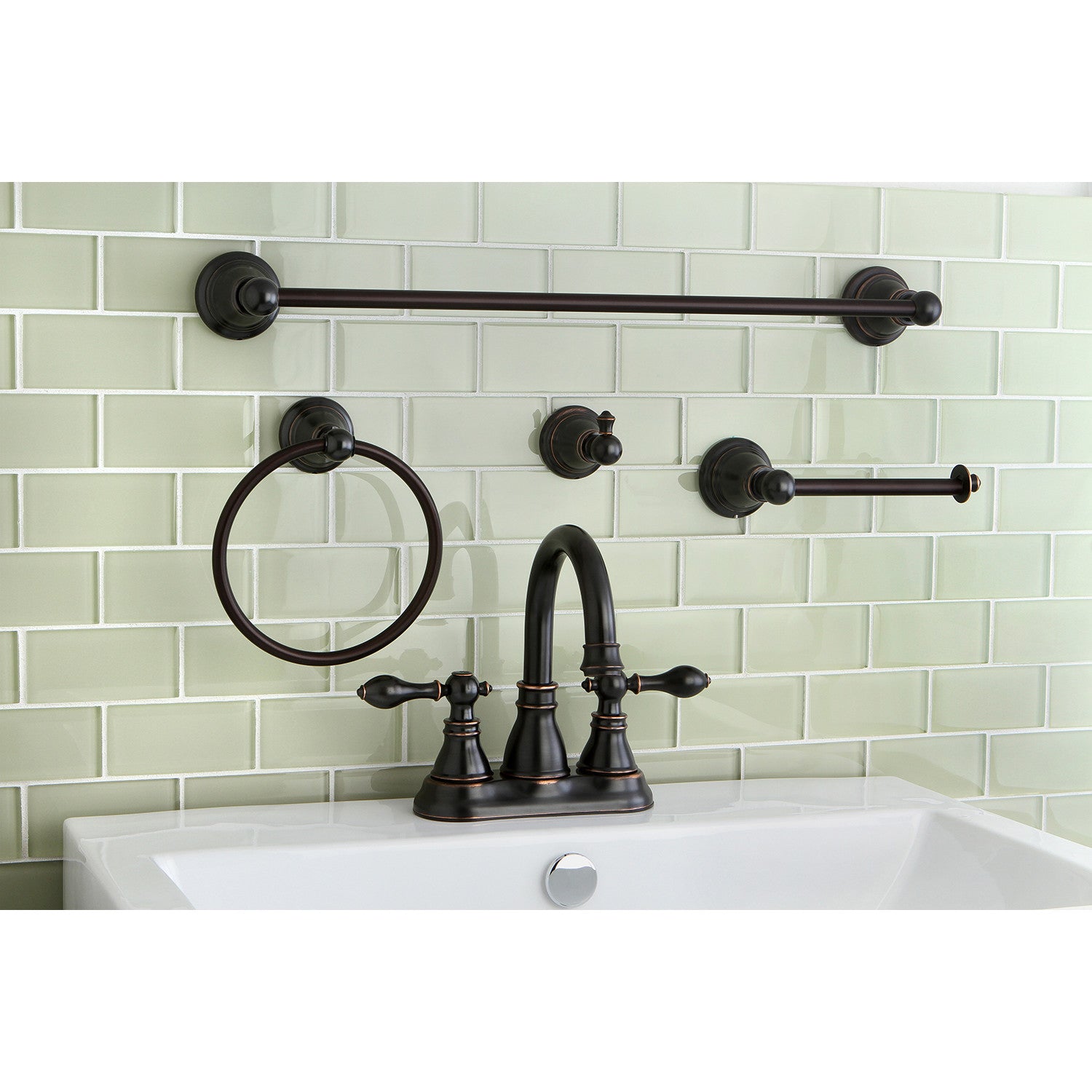 American Classic FSK1616ACL 4-Inch Centerset Bathroom Faucet - Double Handle Deck Mount with 4-Piece Accessories Kit in Naples Bronze - Perfect for Bathroom Renovation & Modern Home Decor