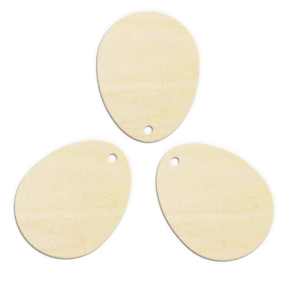 50pcs Unfinished Wooden Egg Shapes with Holes - DIY Easter Scrapbook Embellishments, Party Decorations & Craft Supplies - Perfect for Easter Egg Hunts, Spring Crafts, and Home Decor Projects