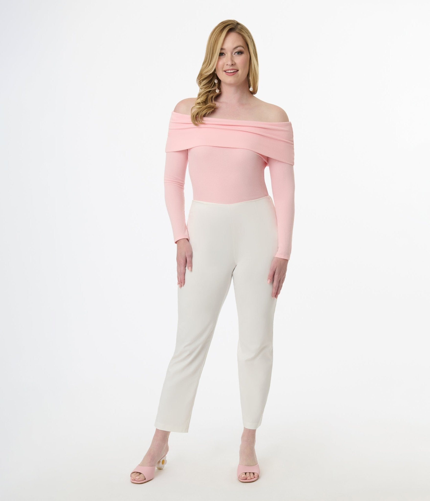 Vintage 1960s Light Pink Folded Shoulder Knit Top - Retro Women's Sweater for Casual Outfits & Date Nights