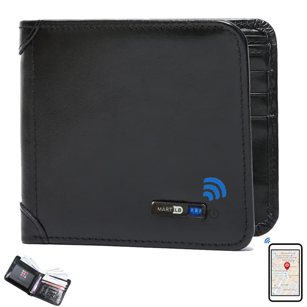 Anti-Lost Bluetooth Wallet Tracker - GPS Tracking via Smartphone | Genuine Cowhide Leather Bifold Men's Wallet | Perfect for Travel, Work & Everyday Carry