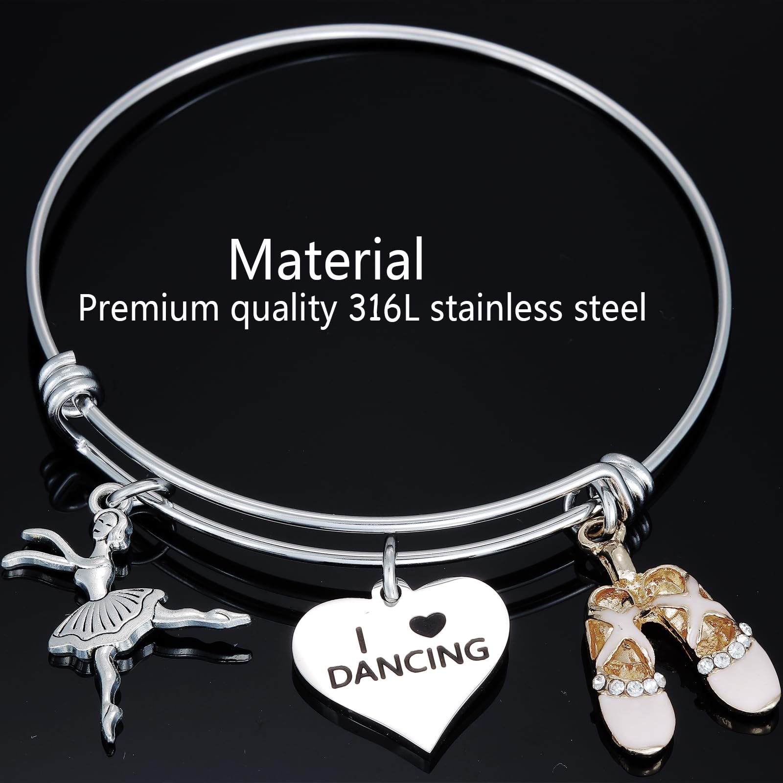 HUTIMY Dance Bracelet for Teen Girls & Women - Ballet Teacher Birthday Gift, Dance Charm Jewelry for Dancers - Perfect for Dance Recitals, Ballet Performances & Dance Class Accessories