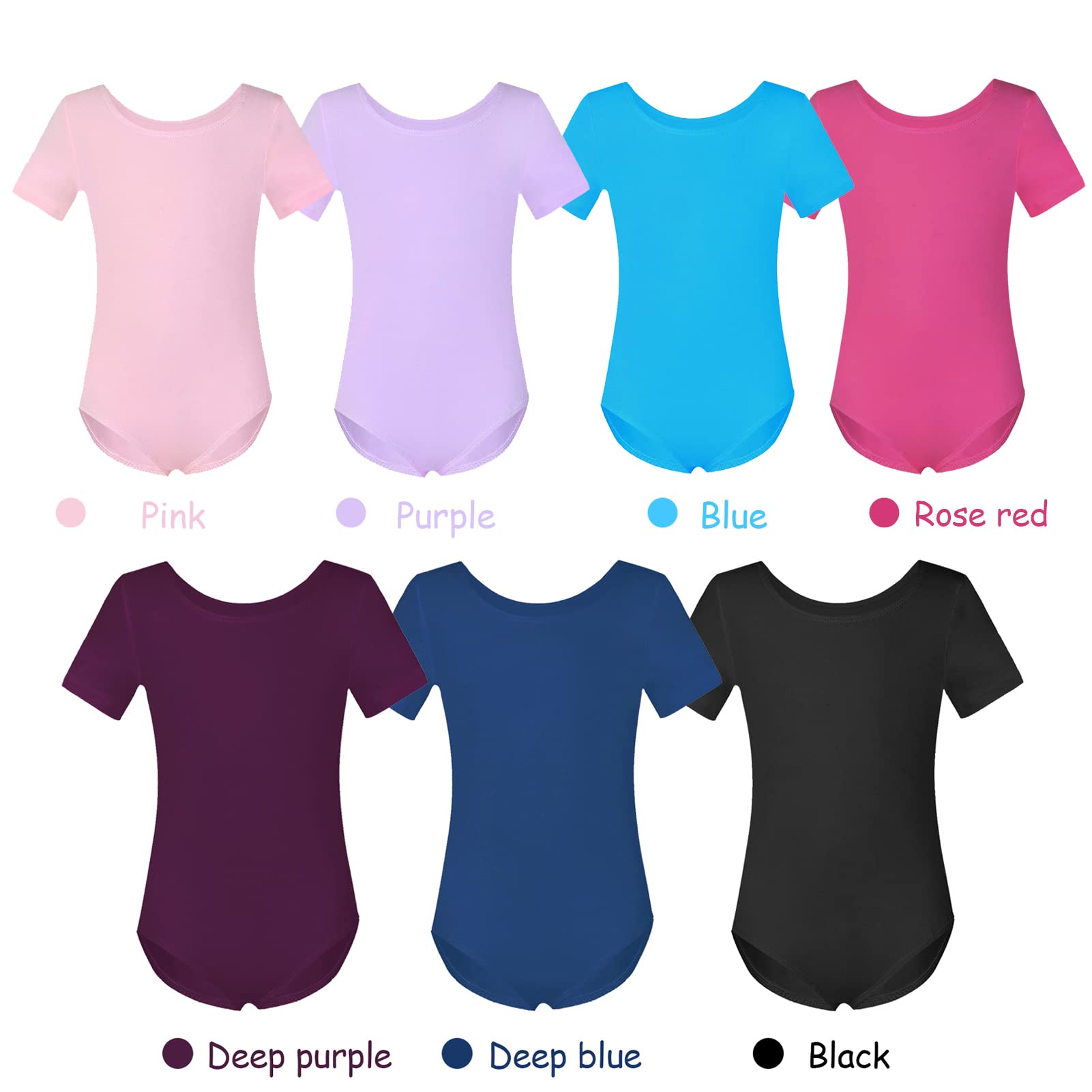 Phineein Girls Short Sleeve Team Basic Leotards for Kids - Gymnastics, Dance & Ballet Practice Wear