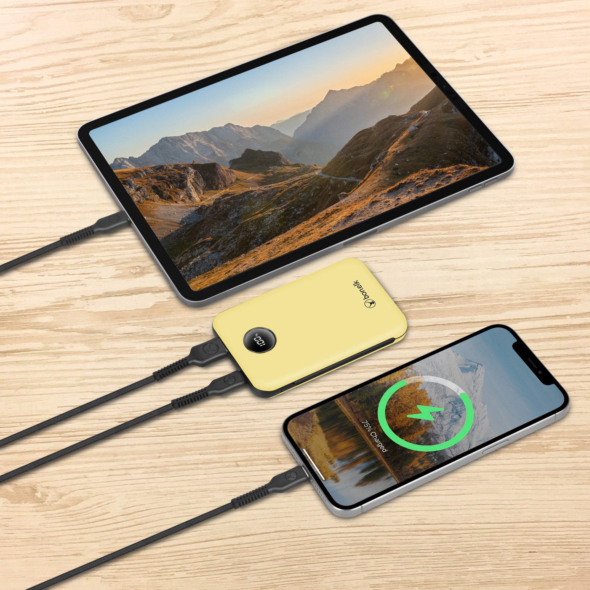 Bonelk Mini 10,000mAh Power Bank with PD20W & QC22.5W Fast Charging - Portable Charger for iPhone, Samsung, AirPods - Compact & Lightweight (Yellow) - Perfect for Travel, Camping, and Emergency Power Backup