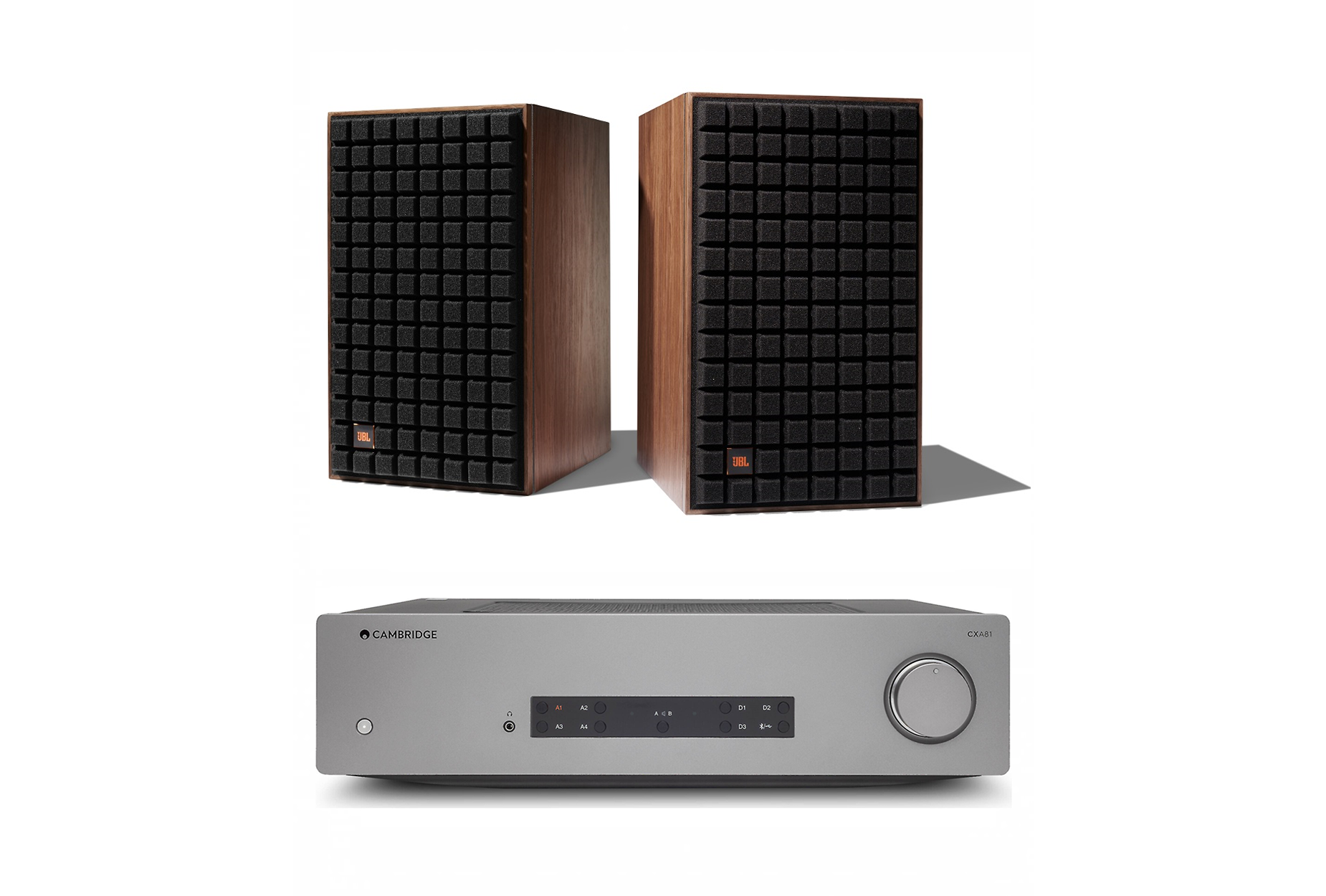 Walnut with Black Grill and Cambridge Audio CXA81
