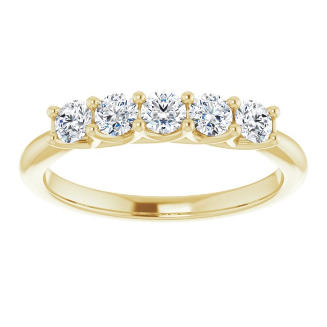 0.50 Carat Round Cut Diamond Wedding Band - 5 Stone Trellis Setting in 14K Gold - Elegant Bridal Ring for Engagement, Anniversary & Special Occasions