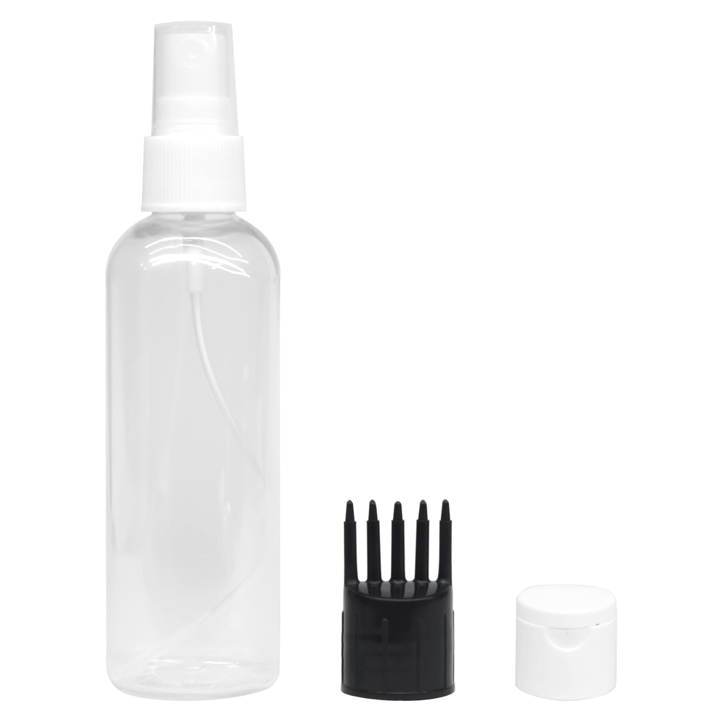 MAPPERZ 1 Pack Refillable Cylindrical Bottle with Spray Atomizer, Comb Applicator & Flip Top Cap - Travel Size for Perfume, Lotion, Shampoo, Body Wash | Perfect for Home, Gym & Travel Essentials