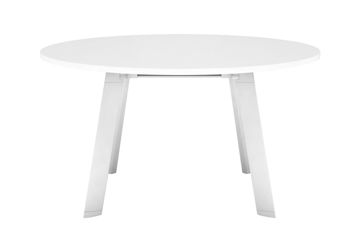 White Round Switch Table Frame - Adjustable Height for Living Room, Bedroom, or Office Use