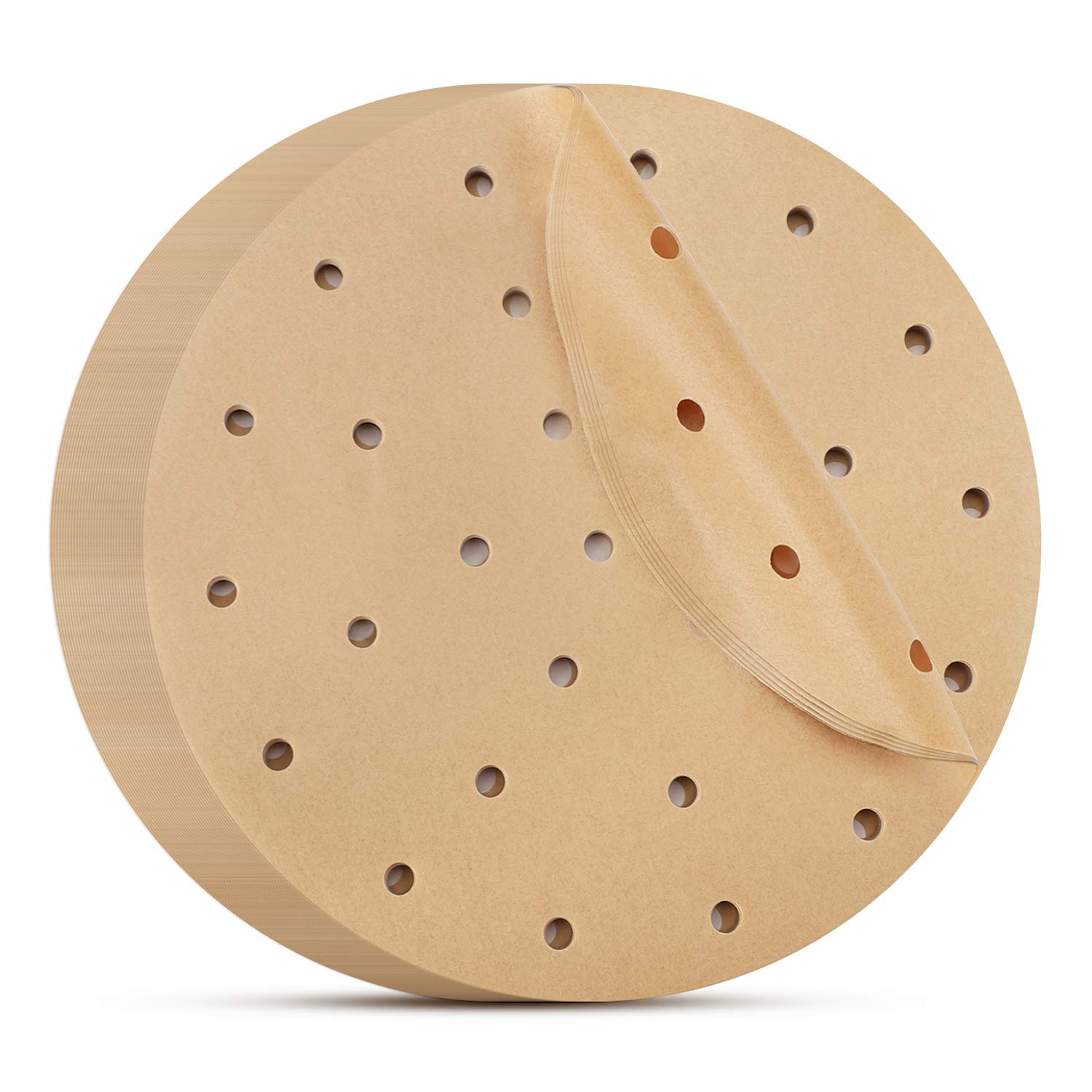 Beasea 8 Inch Unbleached Air Fryer Parchment Paper - 200pcs Round Perforated Disposable Liners for Air Fryer, Steaming Basket & Bamboo Steamer - Perfect for Healthy Cooking, Baking and Meal Prep
