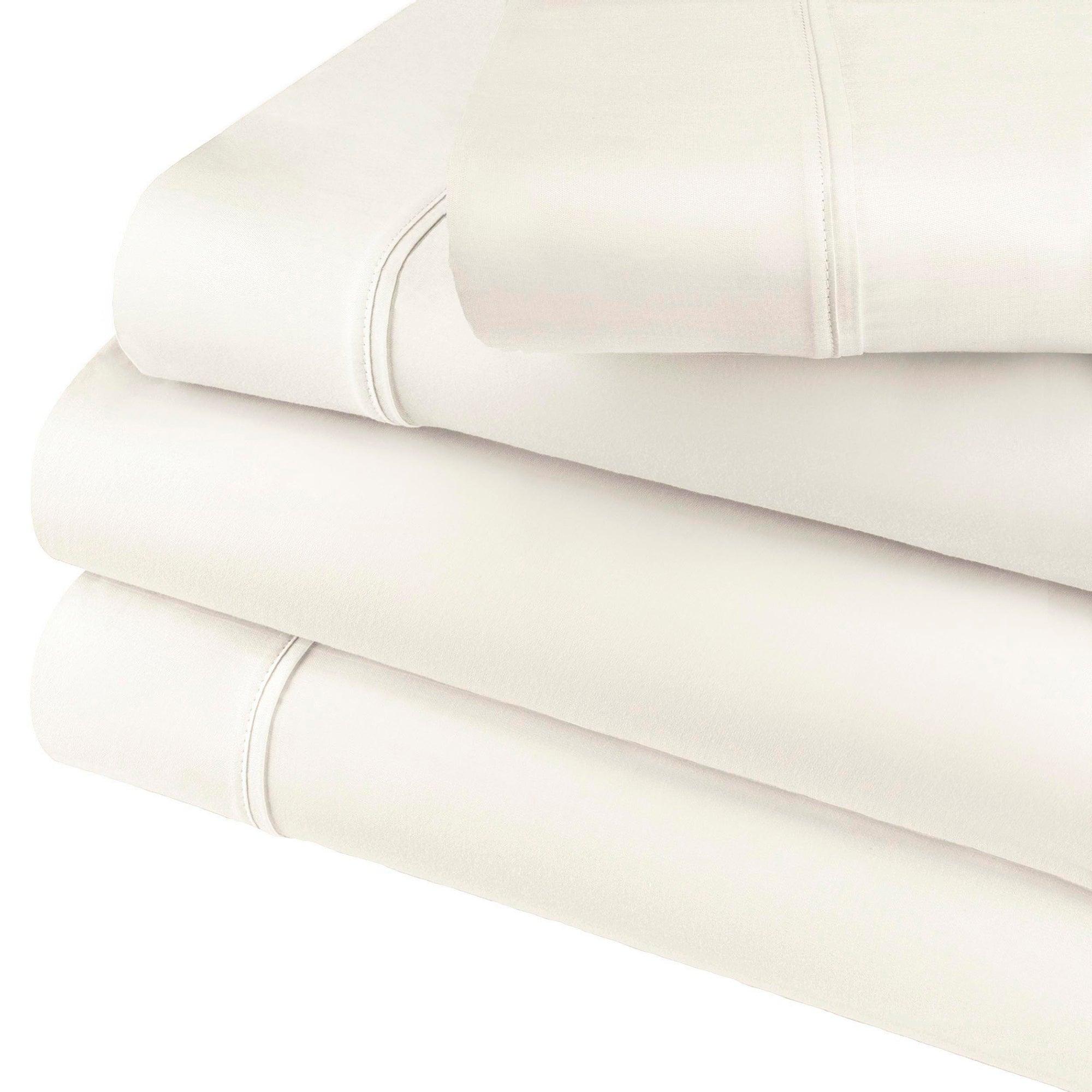 600 Thread Count Cotton Blend Solid Deep Pocket Sheet Set - Ultra Soft & Breathable Bed Sheets for Queen & King Size Beds - Perfect for Luxury Bedroom & Hotel Use