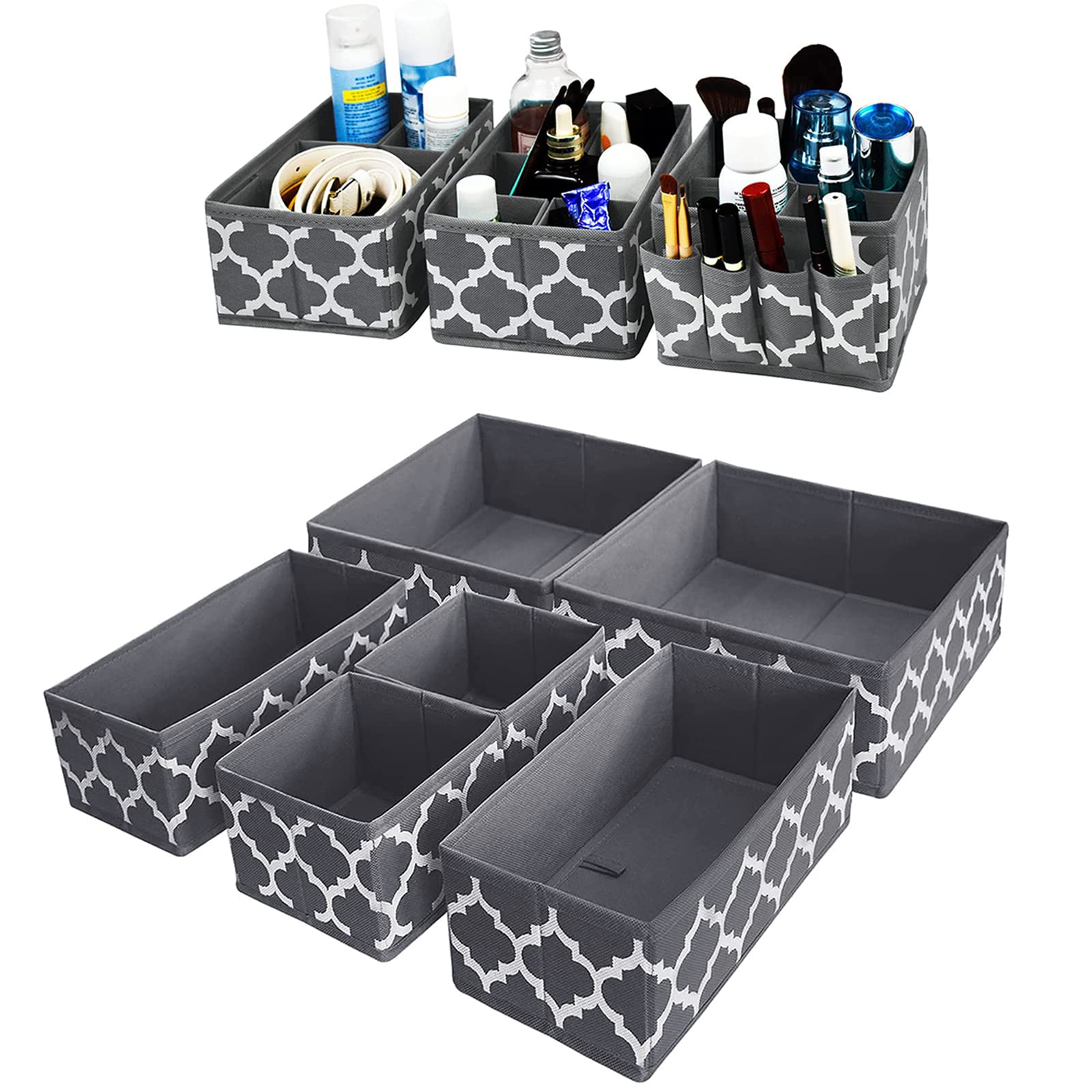 Homyfort Clothes Drawer Organizer & Small Storage Basket - Bathroom & Closet Organization Bins (Grey) | Perfect for Bedroom, Bathroom, and Office Storage Solutions