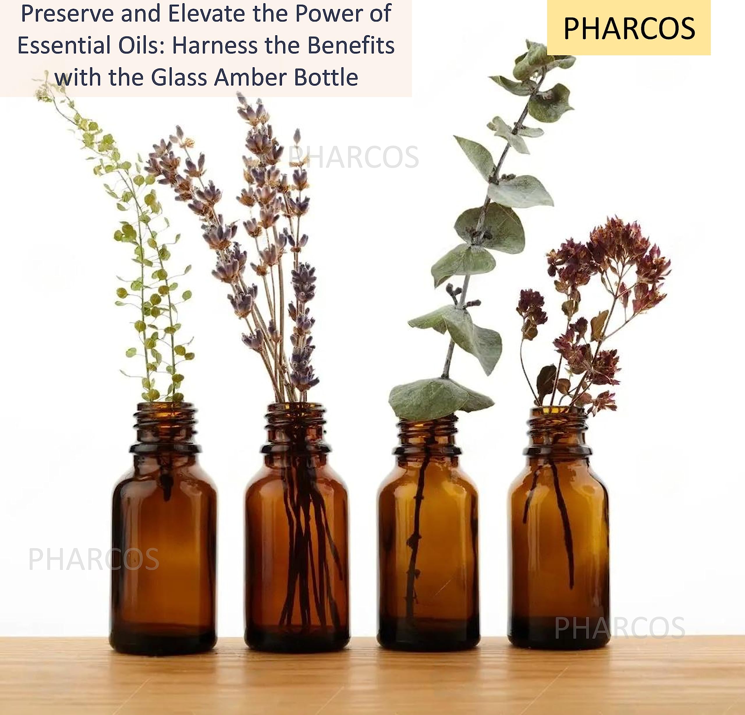 PHARCOS 100ml Amber Glass Bottle with Black Cap & Dropper - Essential Oil Storage, DIY Perfume Making, Aromatherapy Supplies - Leak Proof & Reusable for Home, Spa, Travel - 3-Piece Set