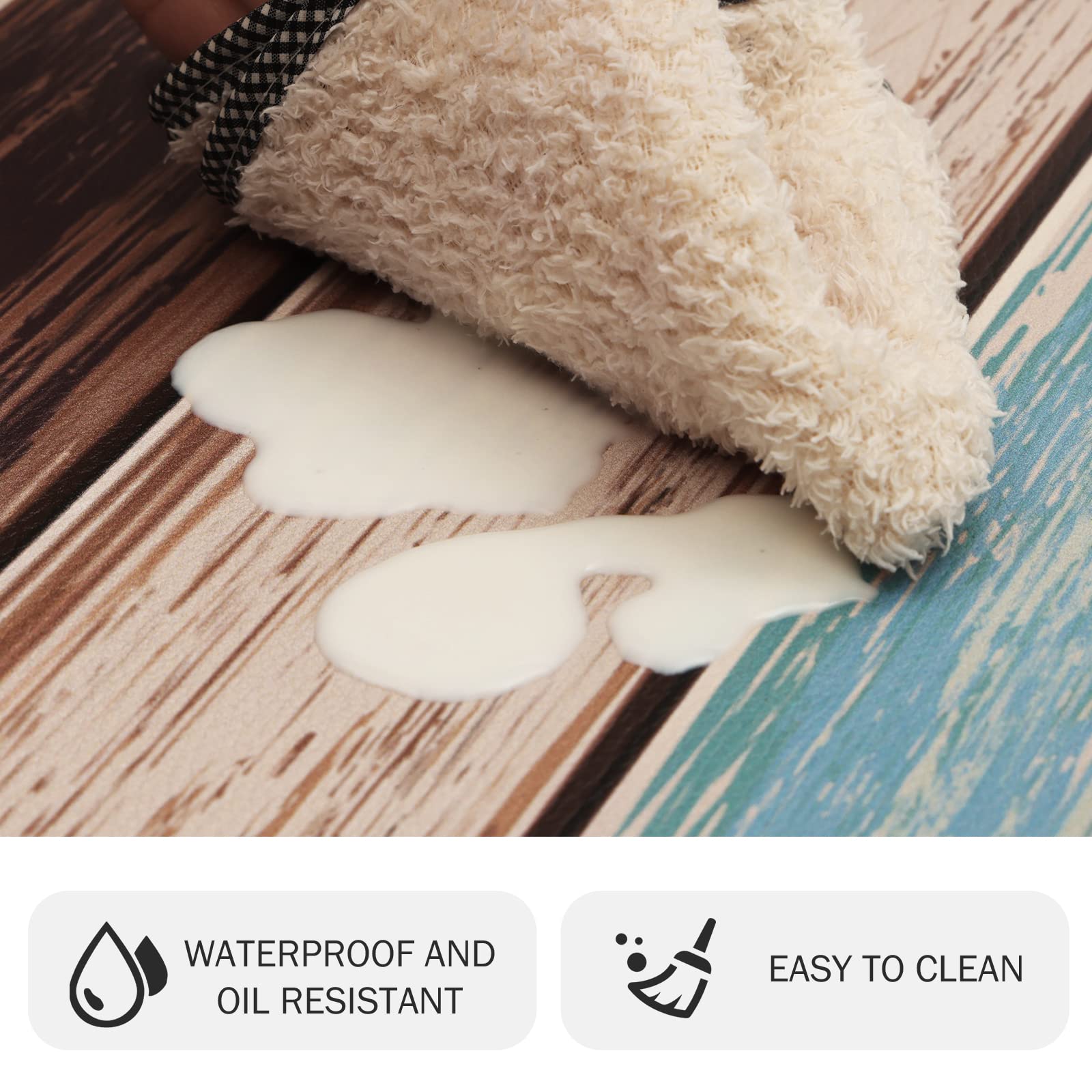 MAYHMYO Anti-Fatigue Kitchen Runner Rug - Non-Slip Waterproof Cushioned Floor Mat with Rustic Wood Texture for Farmhouse, Laundry Room & Standing Desk - Perfect for Sink Areas & High-Traffic Zones