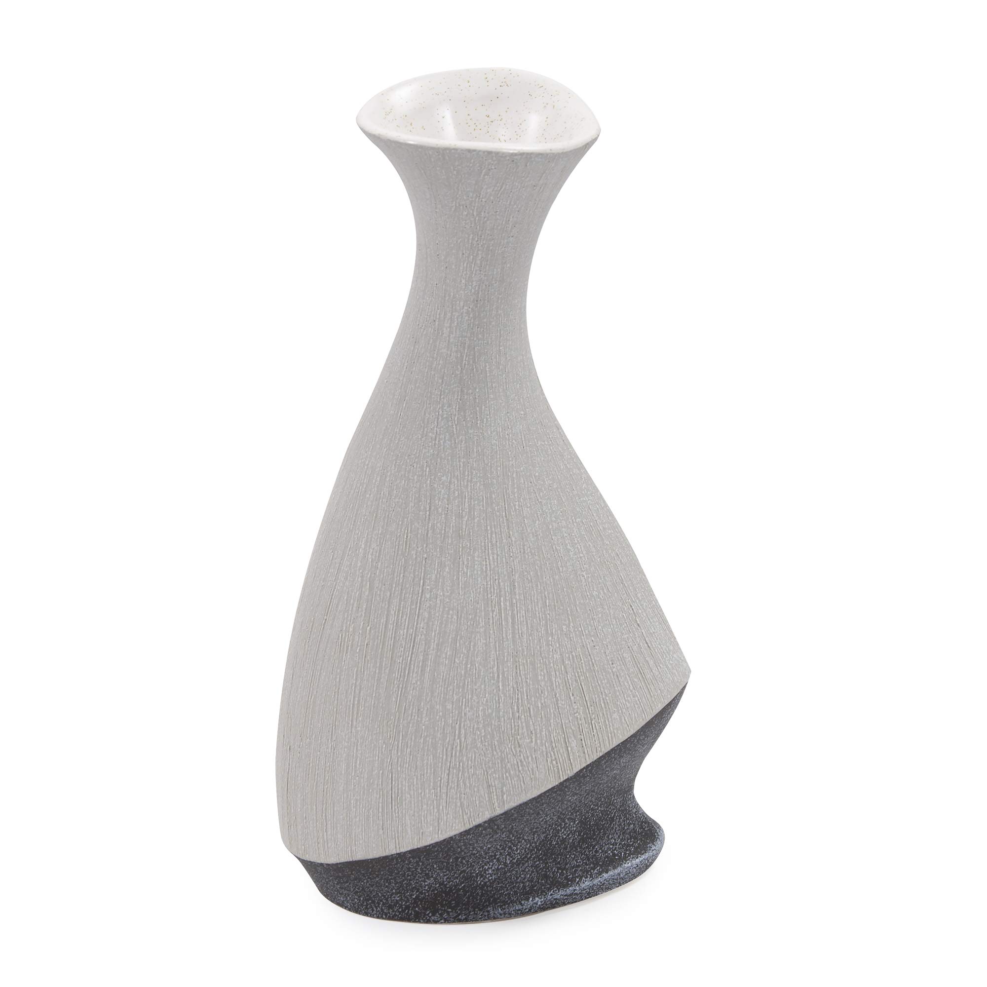 Howard Elliot Balance Small Two-Toned Gray and White Ceramic Vase - Modern Rustic Home Decor, Wedding Centerpiece, Bookshelf & Tabletop Decoration, Housewarming Gift (4.75 x 4 x 9 Inches) - Perfect for Farmhouse, Boho & Minimalist Interior Design Styles