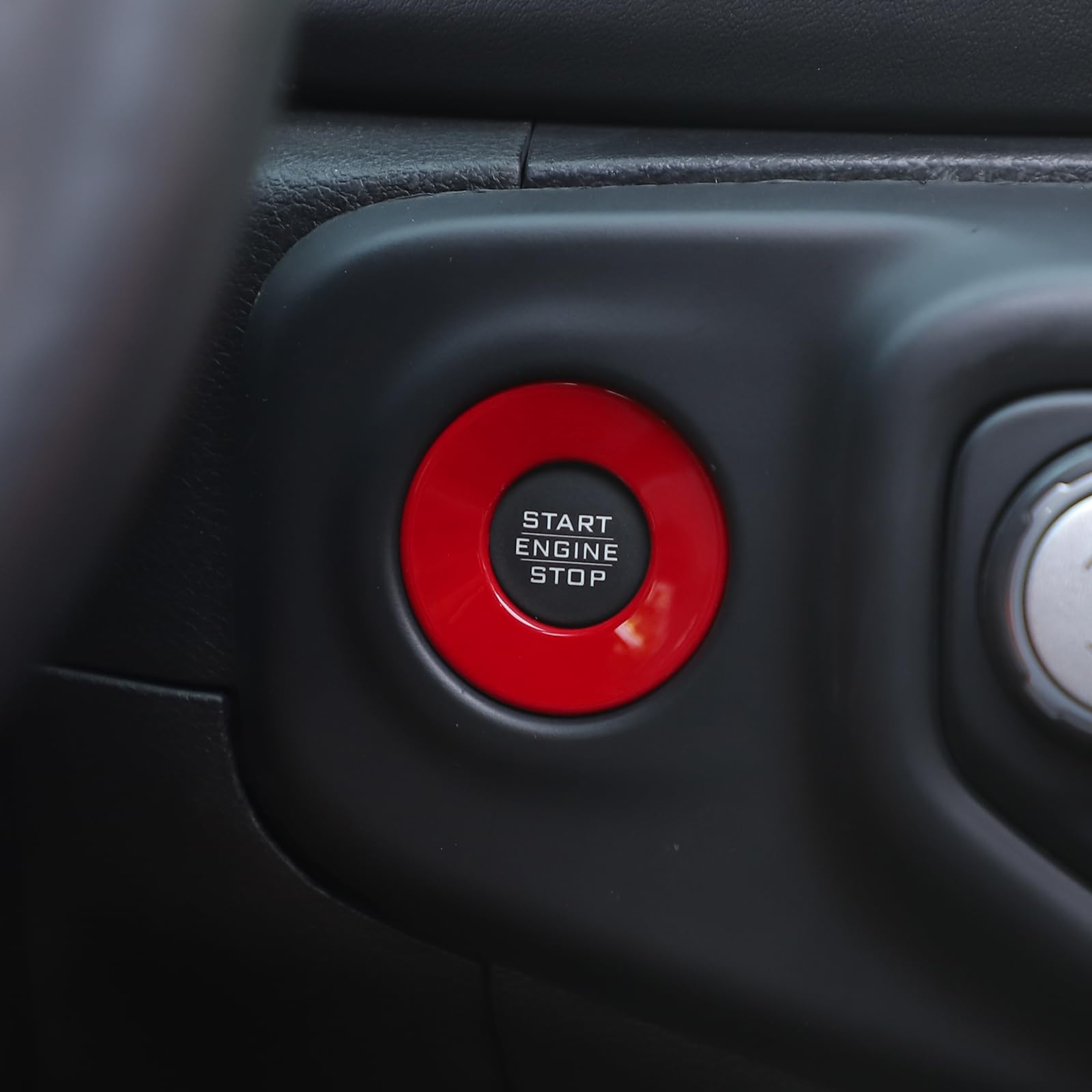 Jeep JL Push Start Stop Button Cover Trim Ring - Compatible with Wrangler JL/JLU & Gladiator JT (2018-2024) - Red Interior Accessories for Enhanced Protection & Style - Perfect for Off-Road Adventures & Daily Commuting