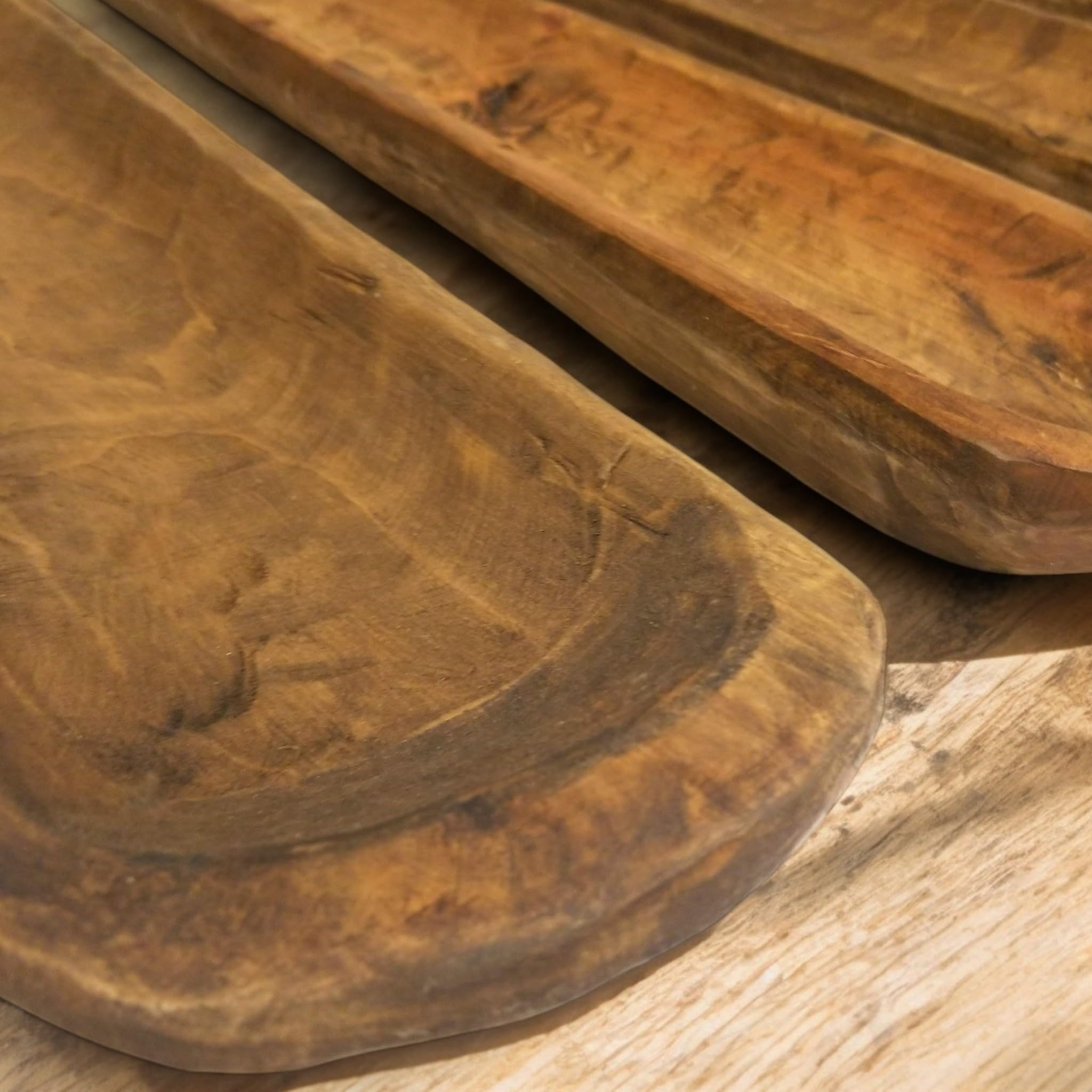 Extra Long Skinny Wood Dough Bowl - Handcrafted Rustic Decorative Serving Bowl for Centerpieces, Farmhouse Decor, Wedding & Tabletop Display - The Rio Grande Collection - Perfect for Bread, Fruits, Nuts Display and Home Decor