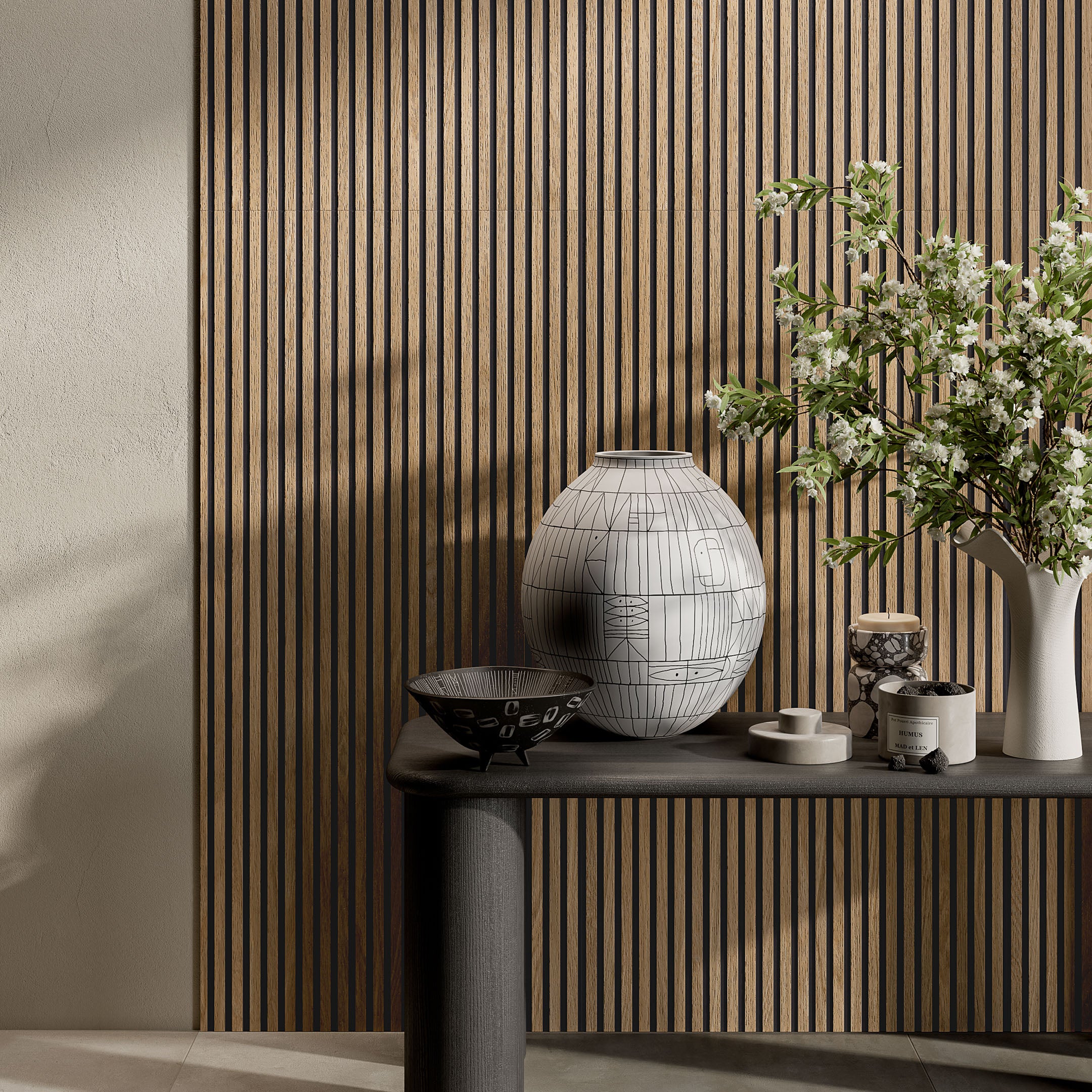 Canne Wood Slat Fluted Porcelain Tile - Rustic Wood-Look Flooring for Living Room, Kitchen & Bathroom
