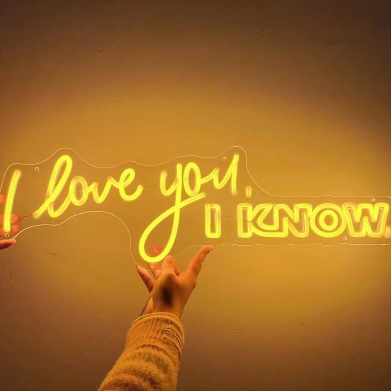 Custom 'I Love You I Know' LED Neon Sign - 5V USB Powered Acrylic Light for Wedding, Birthday & Home Decor | Romantic Gift, Party Backdrop, Bedroom Wall Art, Bar Signage