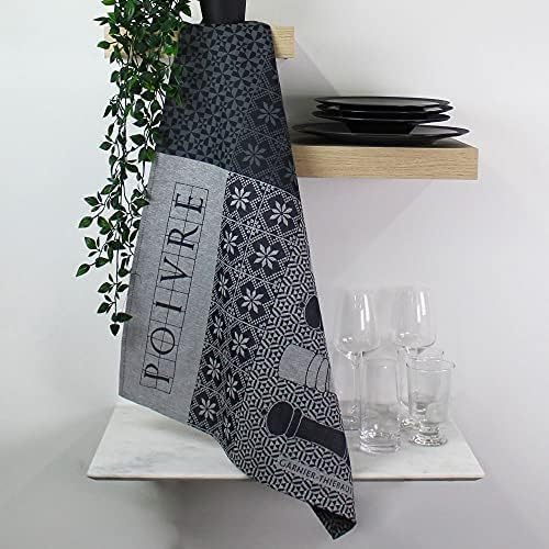 Premium Garnier Thiebaut French Jacquard Kitchen Towels - Poivrieres Noir Design - Absorbent & Durable Dish Cloths for Cooking, Baking & Kitchen Decor