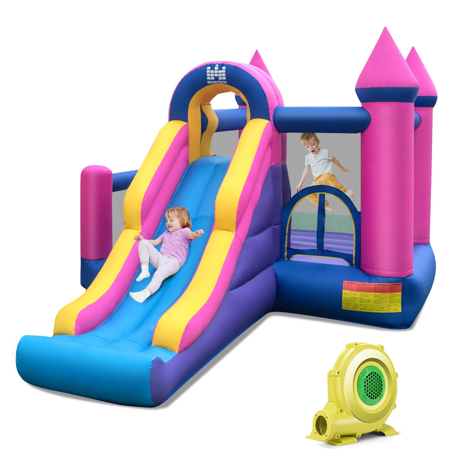 BOUNTECH Inflatable Bounce House with Slide, Ball Pit & Basketball Hoop - Princess Castle Theme for Kids Ages 3-10 | Outdoor Backyard Party Toy, Birthday Gift for Toddlers | Perfect for Birthday Parties, Summer Fun & Backyard Playtime