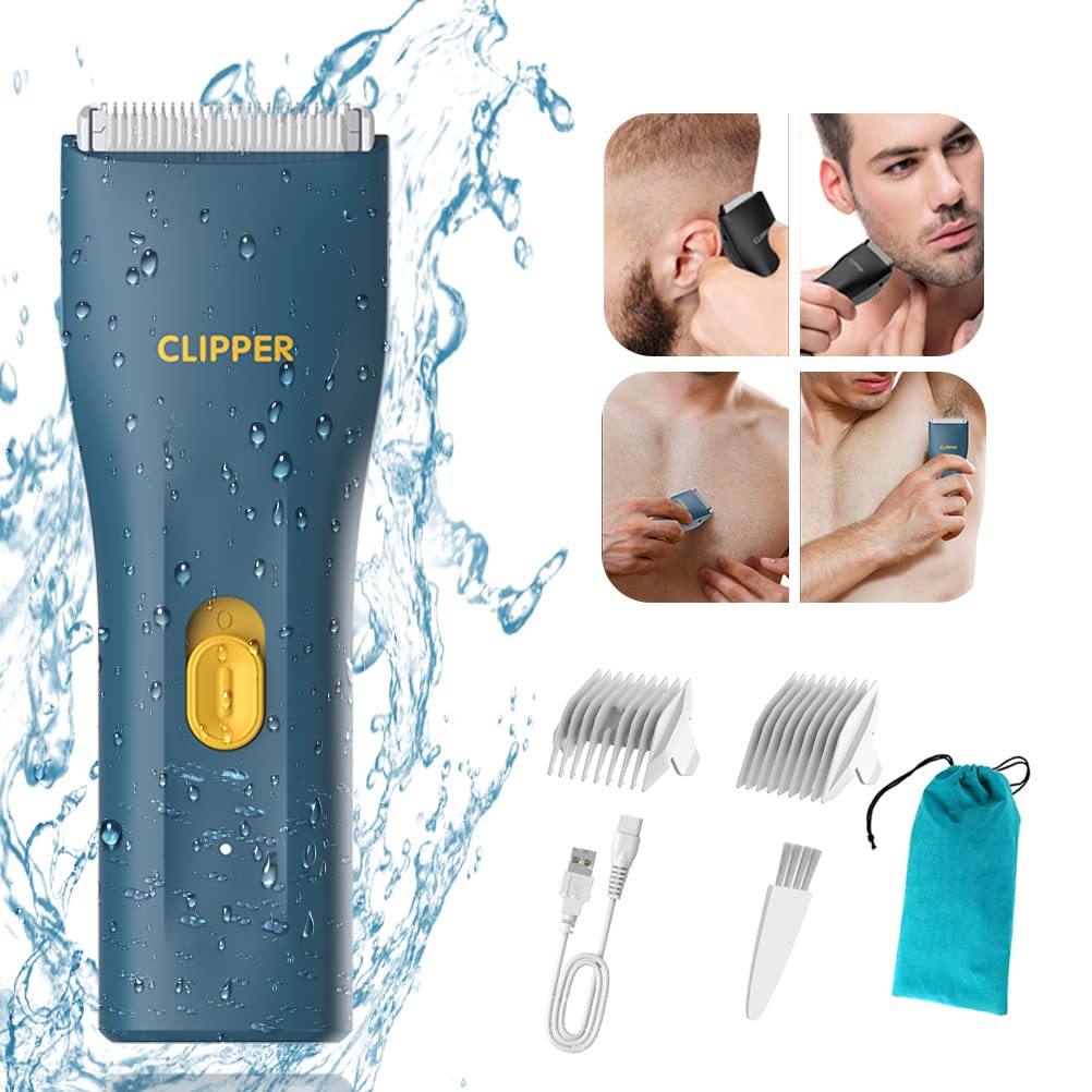 OPENBEAUTY Mini Portable USB Rechargeable Waterproof Body Groomer for Men & Women - Electric Pubic Hair Trimmer with Safety Guardrail, Blue | Perfect for Travel, Gym & Personal Grooming at Home