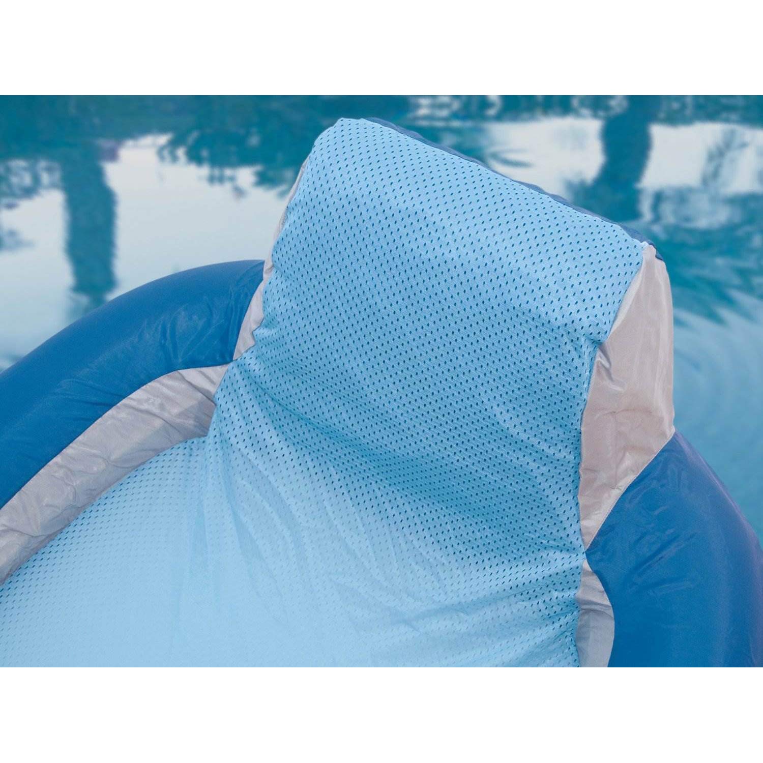 Kelsyus Inflatable Floating Pool Lounger Chair - 2 Pack Blue with Cup Holder & Clips - Perfect for Relaxing in Swimming Pools, Lakes, and Beaches