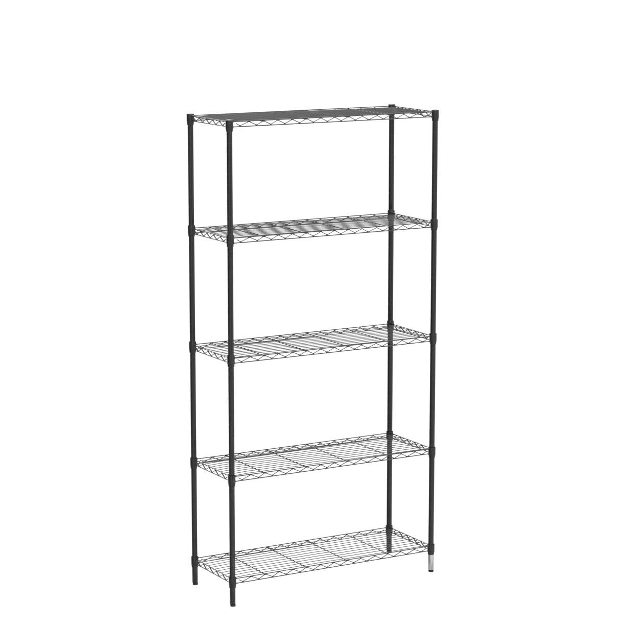 5-Tier Adjustable Heavy Duty Metal Storage Shelves - 250 Lbs Capacity Per Shelf, 36