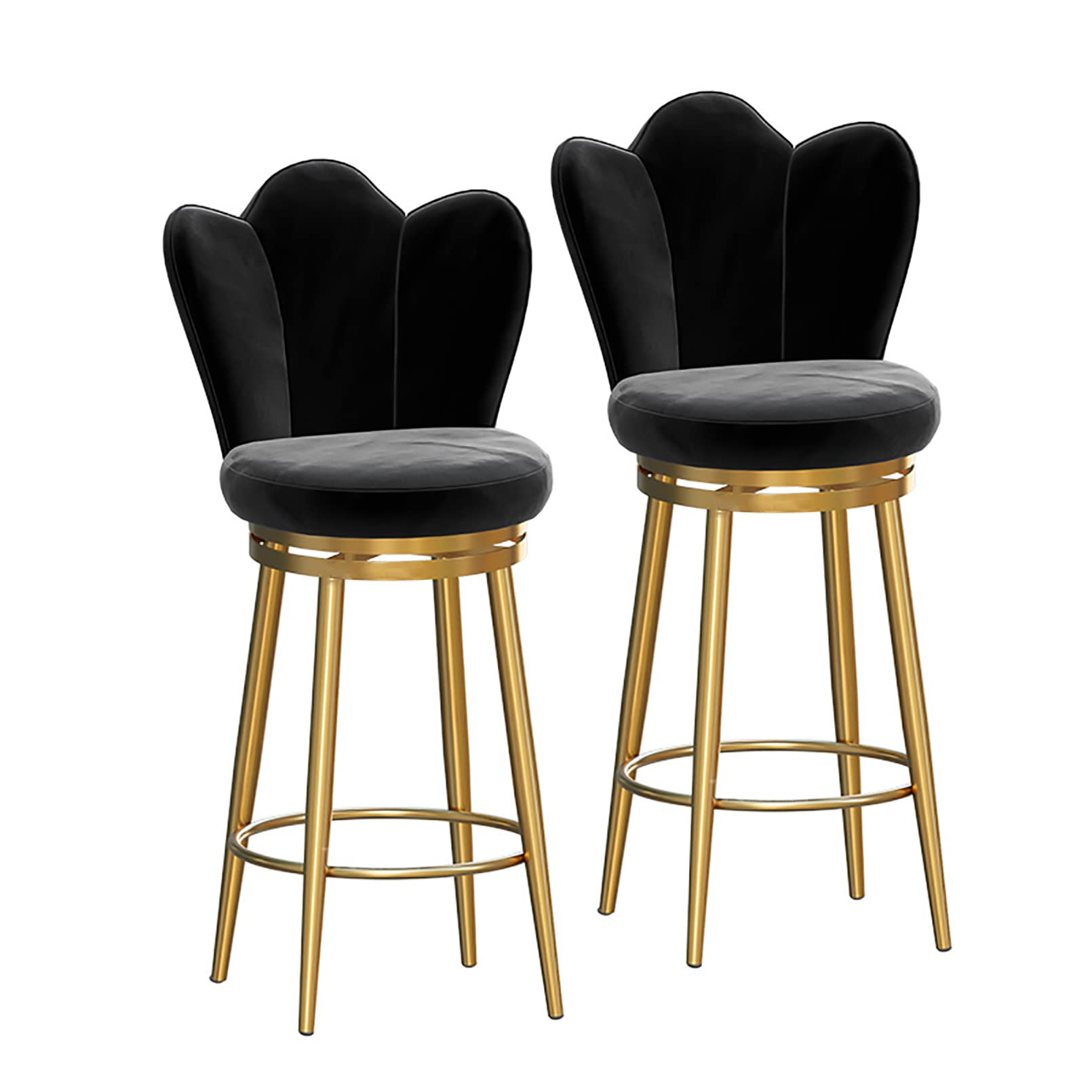 Adjustable Bar Stools Set of 1 or 2 - Modern Swivel Bar Height Stools with Back Support - Upholstered Counter Stools for Kitchen Island, Home Bar, Pub & Dining Room - Perfect for Entertaining & Casual Dining