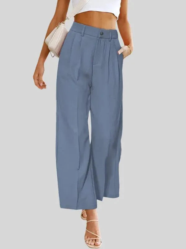 Stylish Wide Leg Women's Pants with Pockets - Comfortable & Trendy Casual Trousers for Work, Travel & Everyday Wear