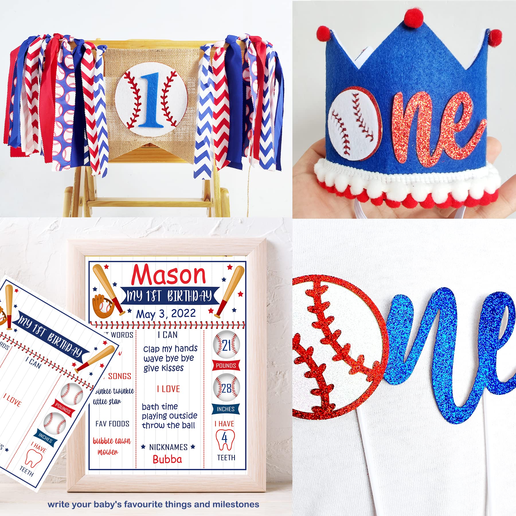 Rookie of The Year 1st Birthday Party Decorations for Boys - Baseball Theme 1st Birthday Supplies - Perfect for Baby Boy's First Birthday Celebration & Baseball Themed Parties