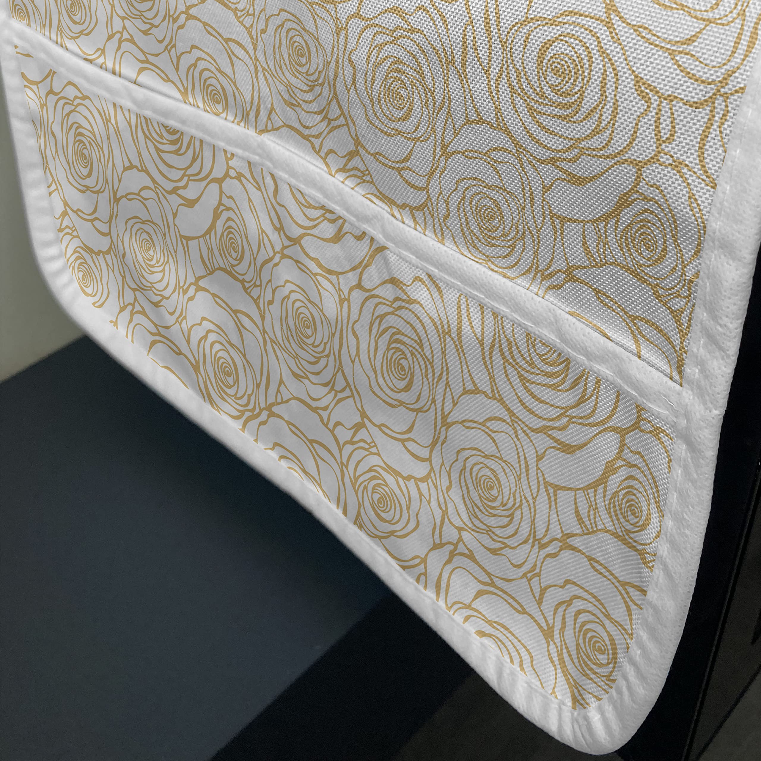 Ambesonne Contemporary Microwave Oven Cover - Art Deco Floral Pattern with Roses, Romantic Abstract Bouquet Design - Water Resistant Kitchen Organizer with Pockets - 36