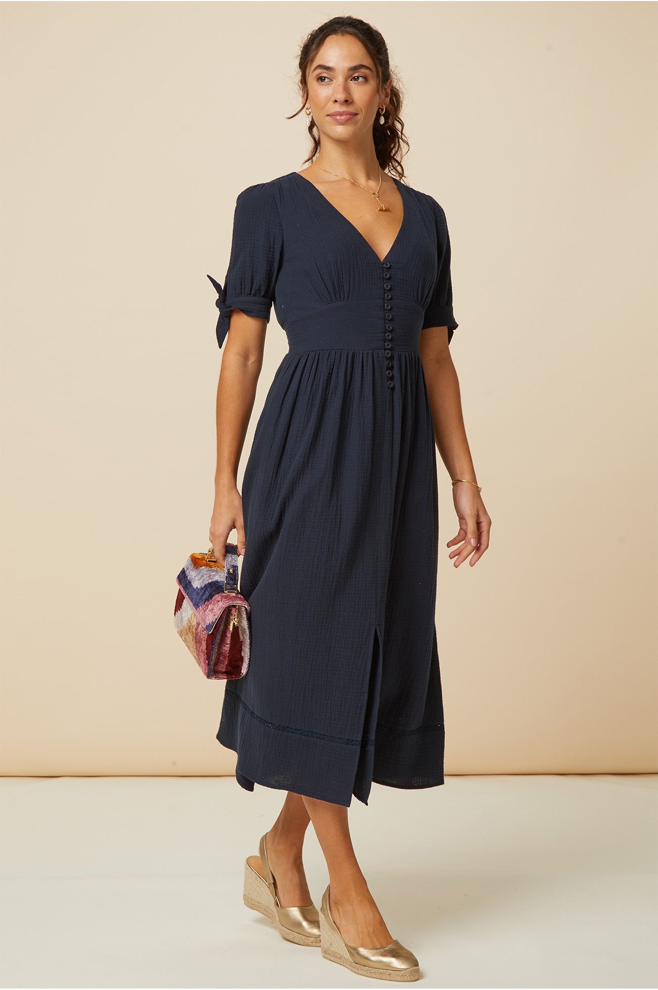 Olga Cheesecloth Dress for Women - Navy Blue Boho Maxi Dress | Perfect for Beach, Summer, and Casual Outings