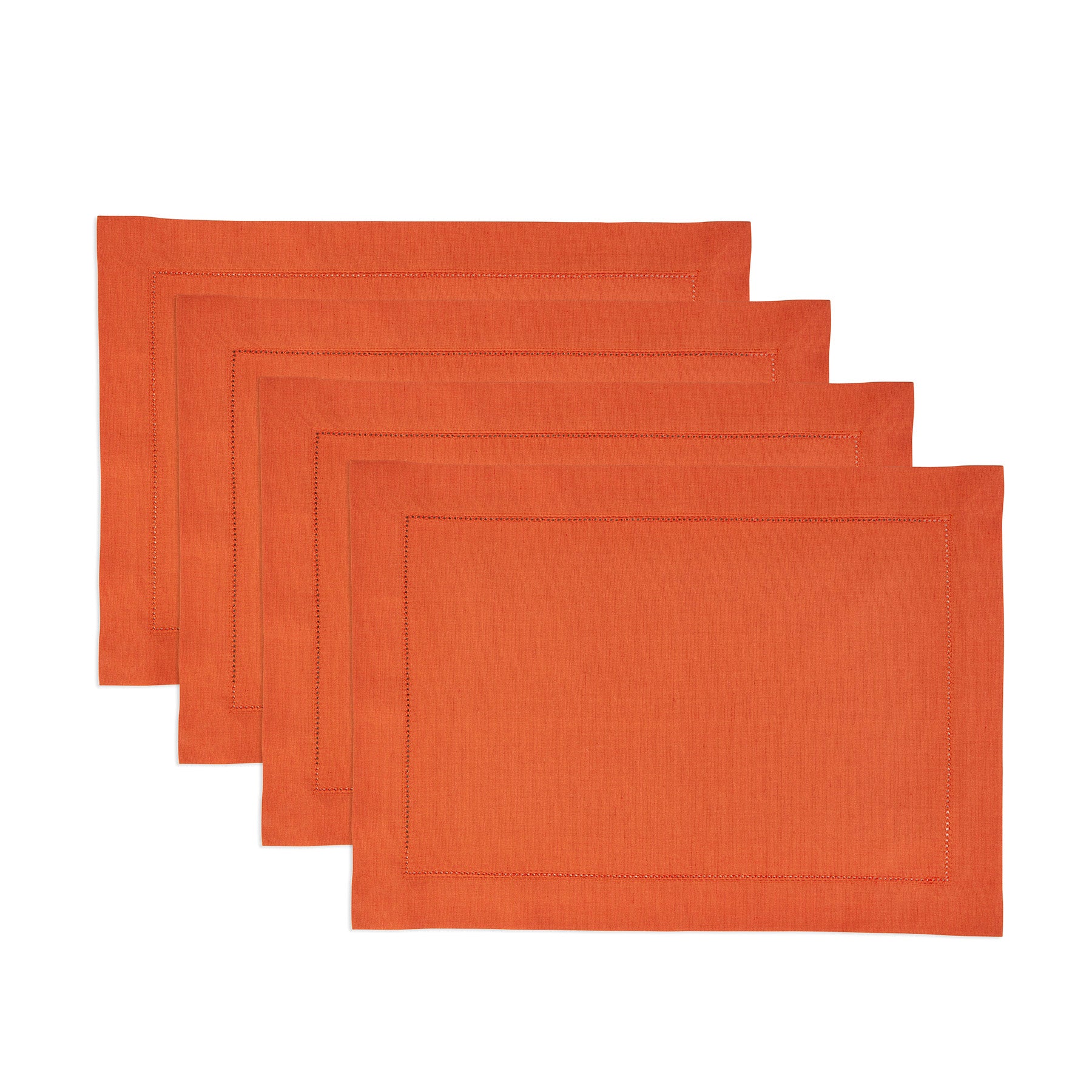 Premium Cotton Linen Hemstitch Placemats Set of 4 - Elegant Table Decor for Dining Room, Kitchen, and Party Settings