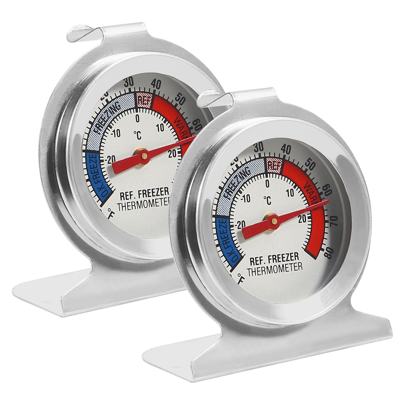 2 Pack Refrigerator Freezer Thermometer -30°C to 30°C (-20°F to 80°F) with Easy-Read Red Indicator - Perfect for Monitoring Fridge, Freezer, Cooler & Food Storage Safety