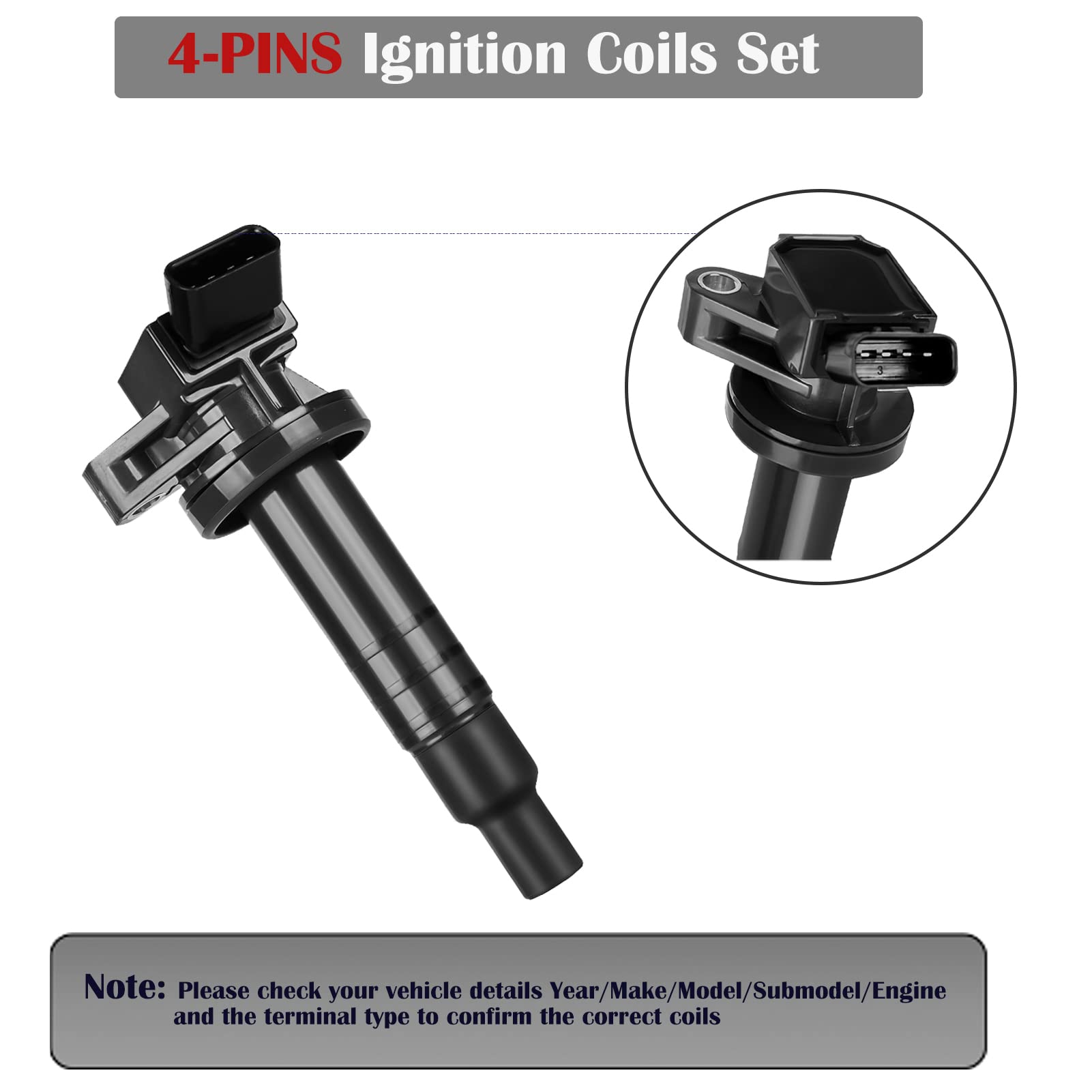 4-Pack Ignition Coil Set Compatible with 1.8L L4 Toyota Corolla/Matrix/Celica, Pontiac Vibe, Chevy Prizm (2000-2008) - Replaces UF247 & C1249 - Perfect for Engine Performance & Smooth Driving