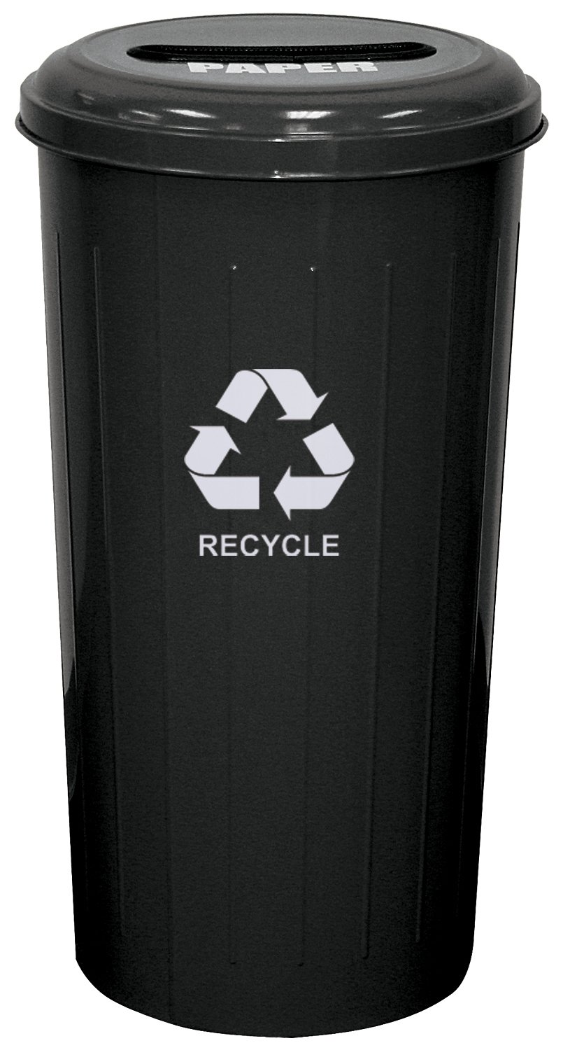 Ergode 10/1STBK-VV Tall Round Paper Recycling Bin with Top - Durable Steel Wastebasket for Office, Home & Classroom - Space-Saving Newspaper & Document Disposal Solution